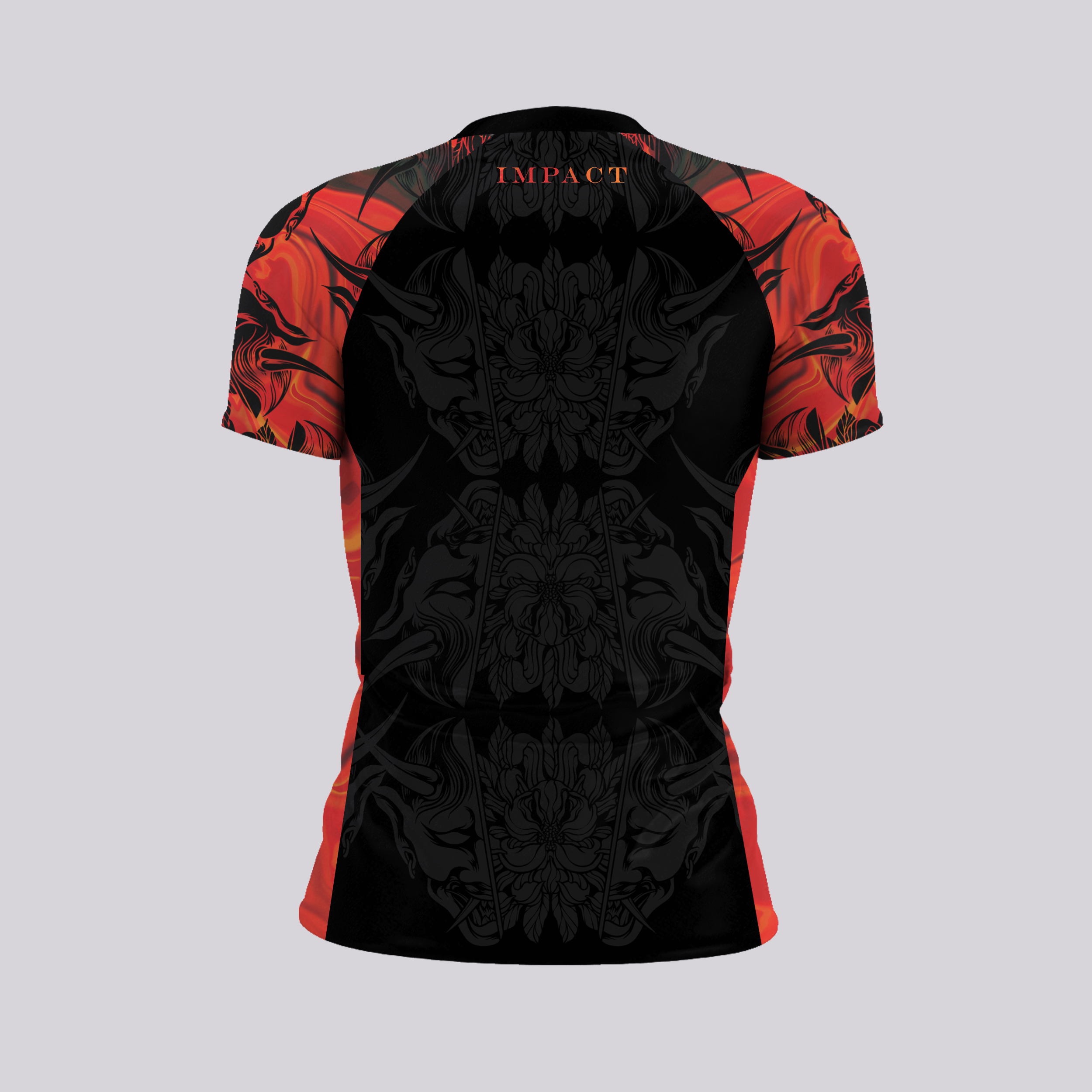 Women's Short Sleeve Rashguards Ember_ Elemental Impact Red.png