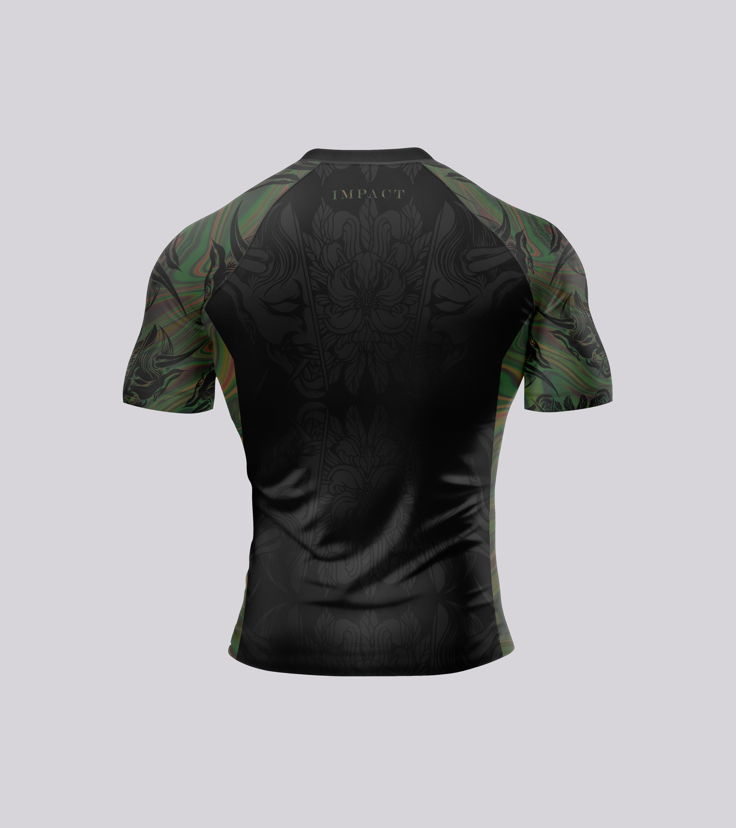 Floral Oni - Mens Short Sleeve Rashguard Back - green.png
