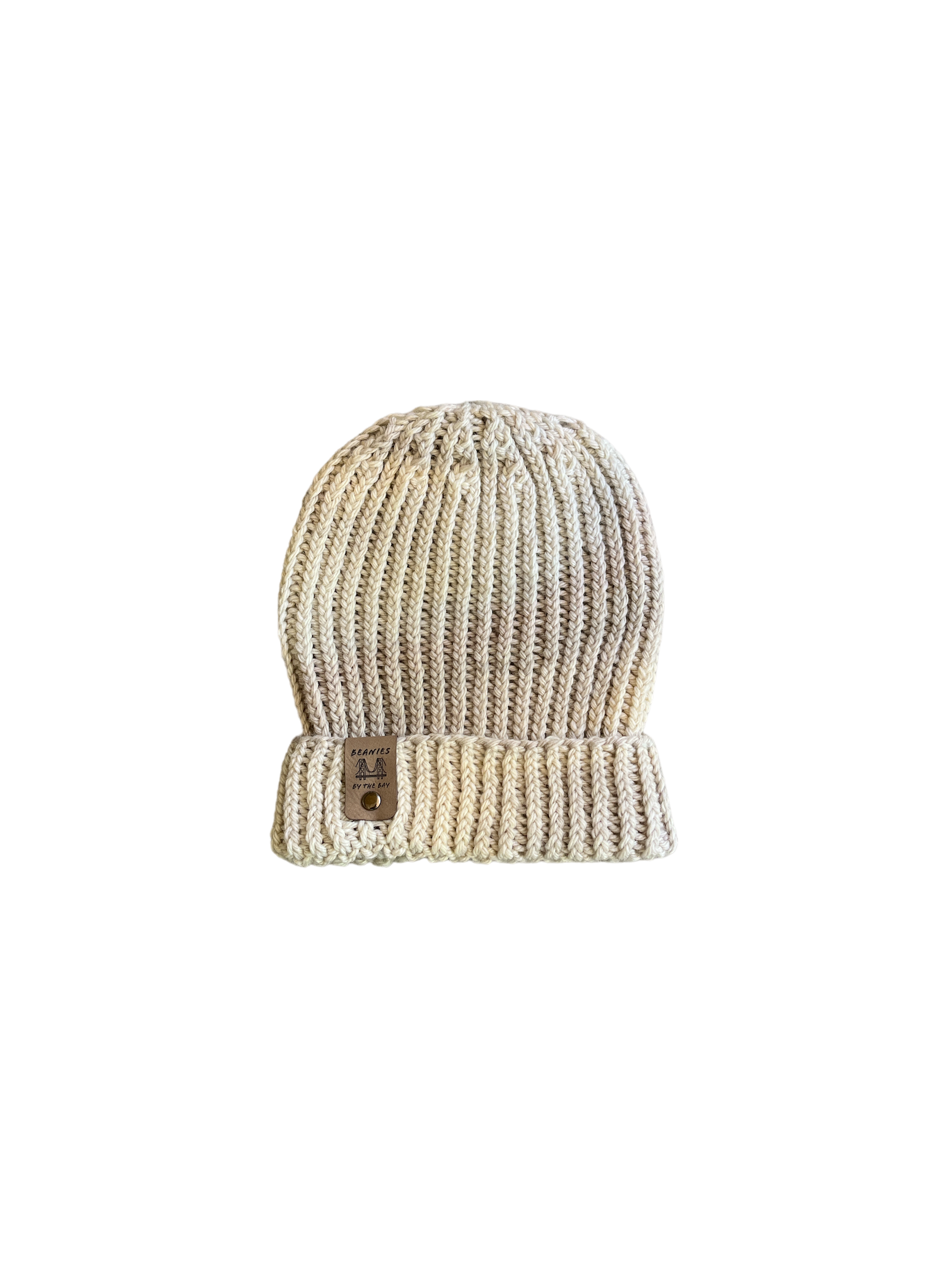Hand knit 100% super wash Merino wool ribbed beanies. Made in USA, California, Marin Co. Sz. S-M. Unisex; M-007