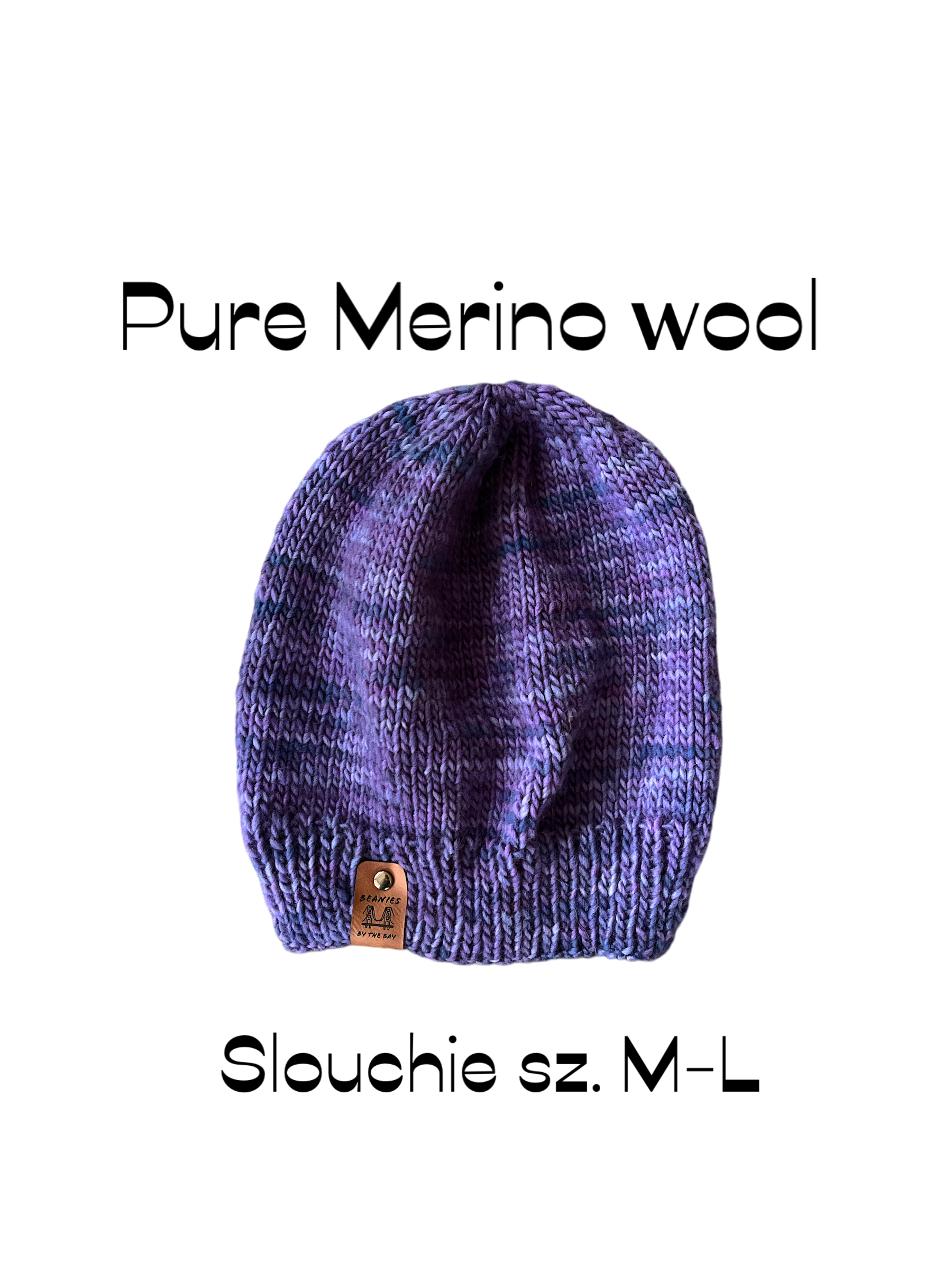 Hand knit pure Merino wool slouch hat in sz. M-L. Handmade in Marin Co, USA