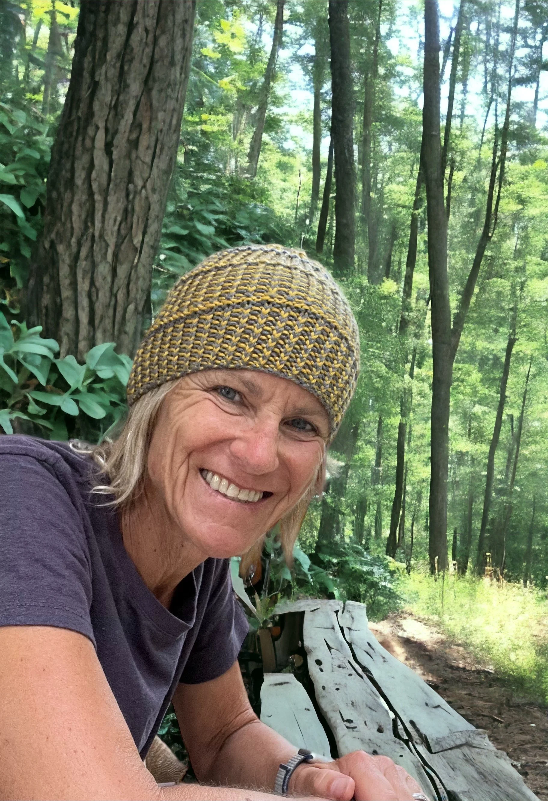 Hand knit pure merino wool beanie, made in USA, NorCal, Marin (M074)