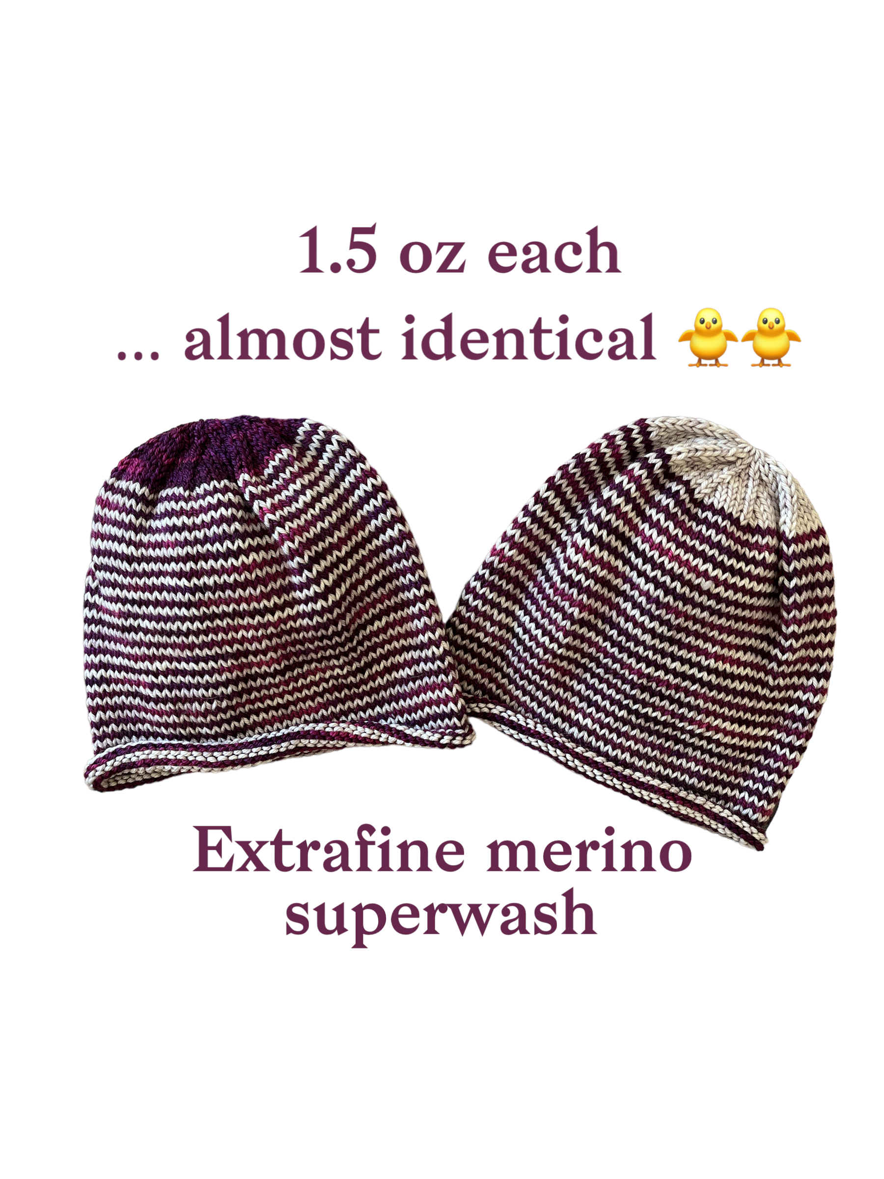 Hand knit pure merino wool beanies, handmade in USA, Marin. Unisex; M-075-076