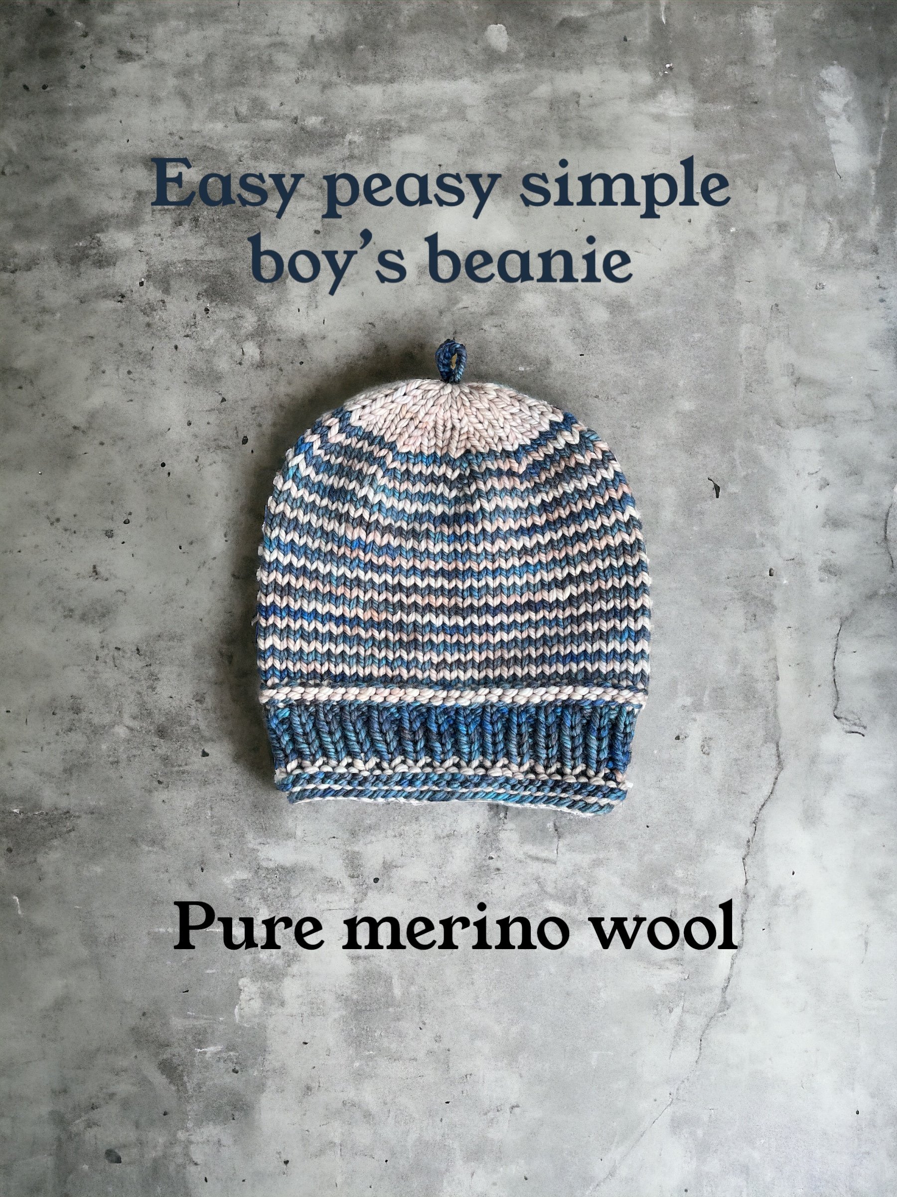 Beanie; hand knit; boys beanie; pre-teen size; pure merino wool, handmade in USA, Marin