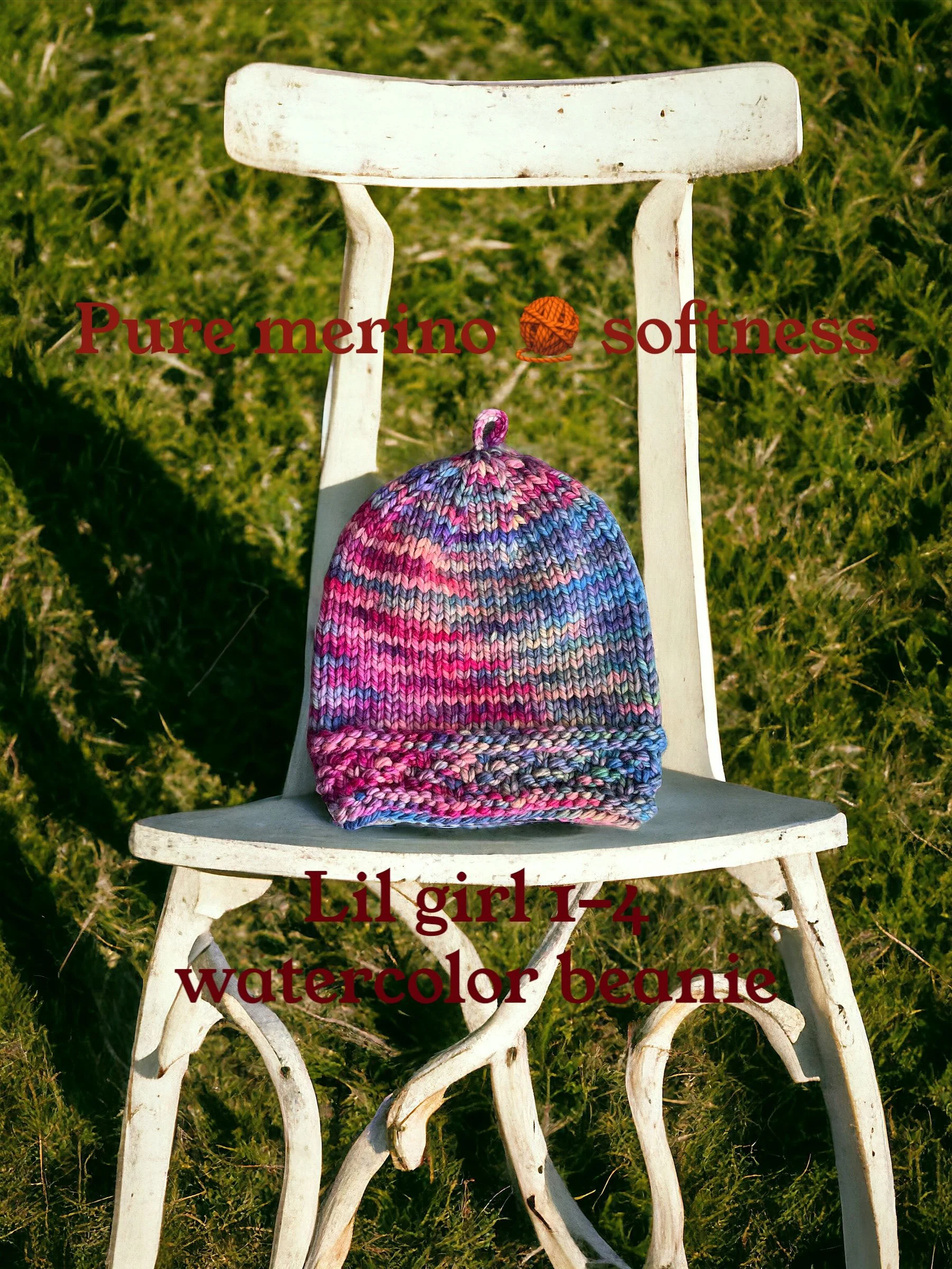 Lil people beanie; hand knit; handmade in USA; toddler size 1-4); pure merino wool, non-itch