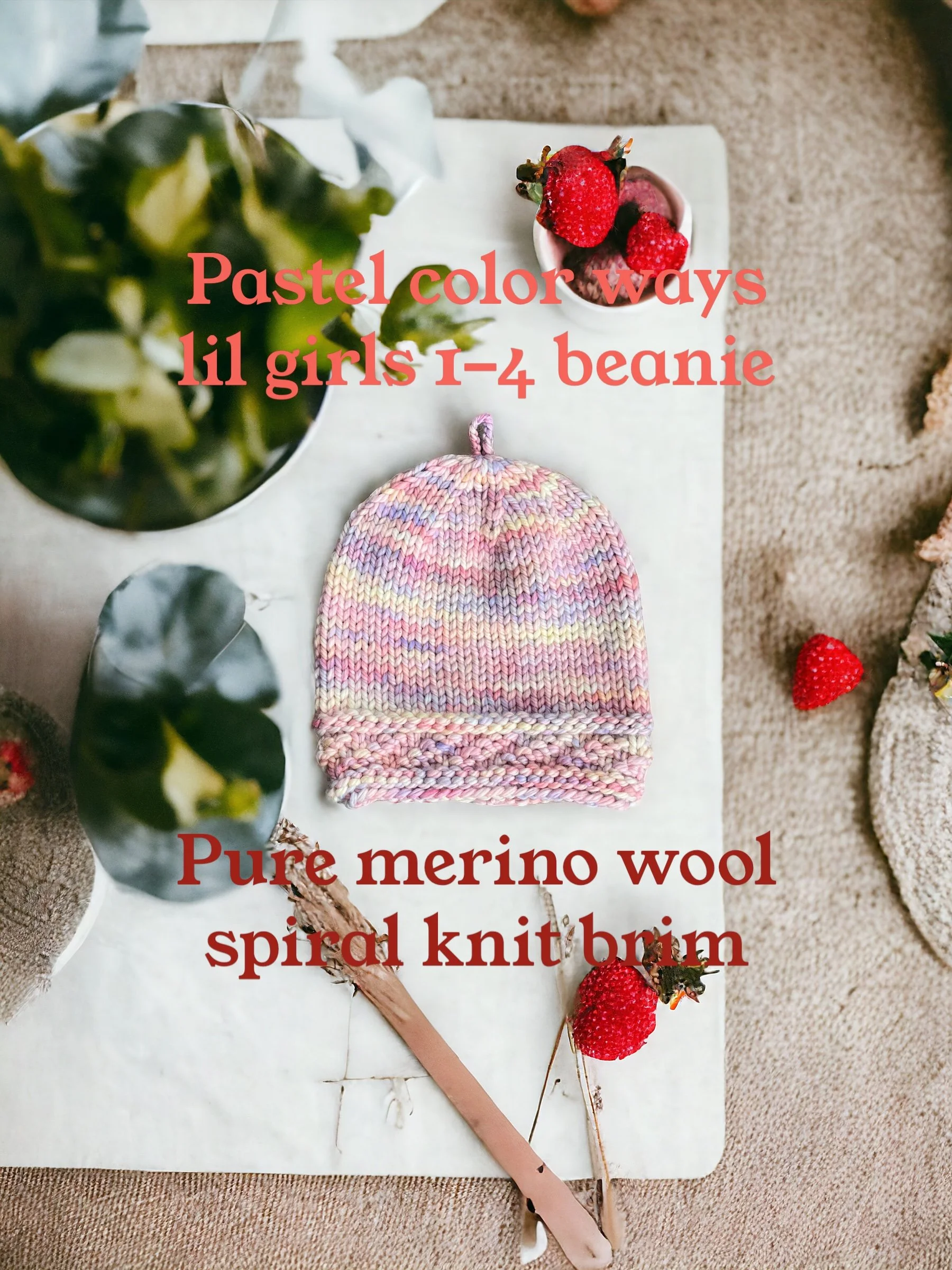 Lil people beanie; hand knit; handmade in USA; toddler size 1-4); pure merino wool, non-itch
