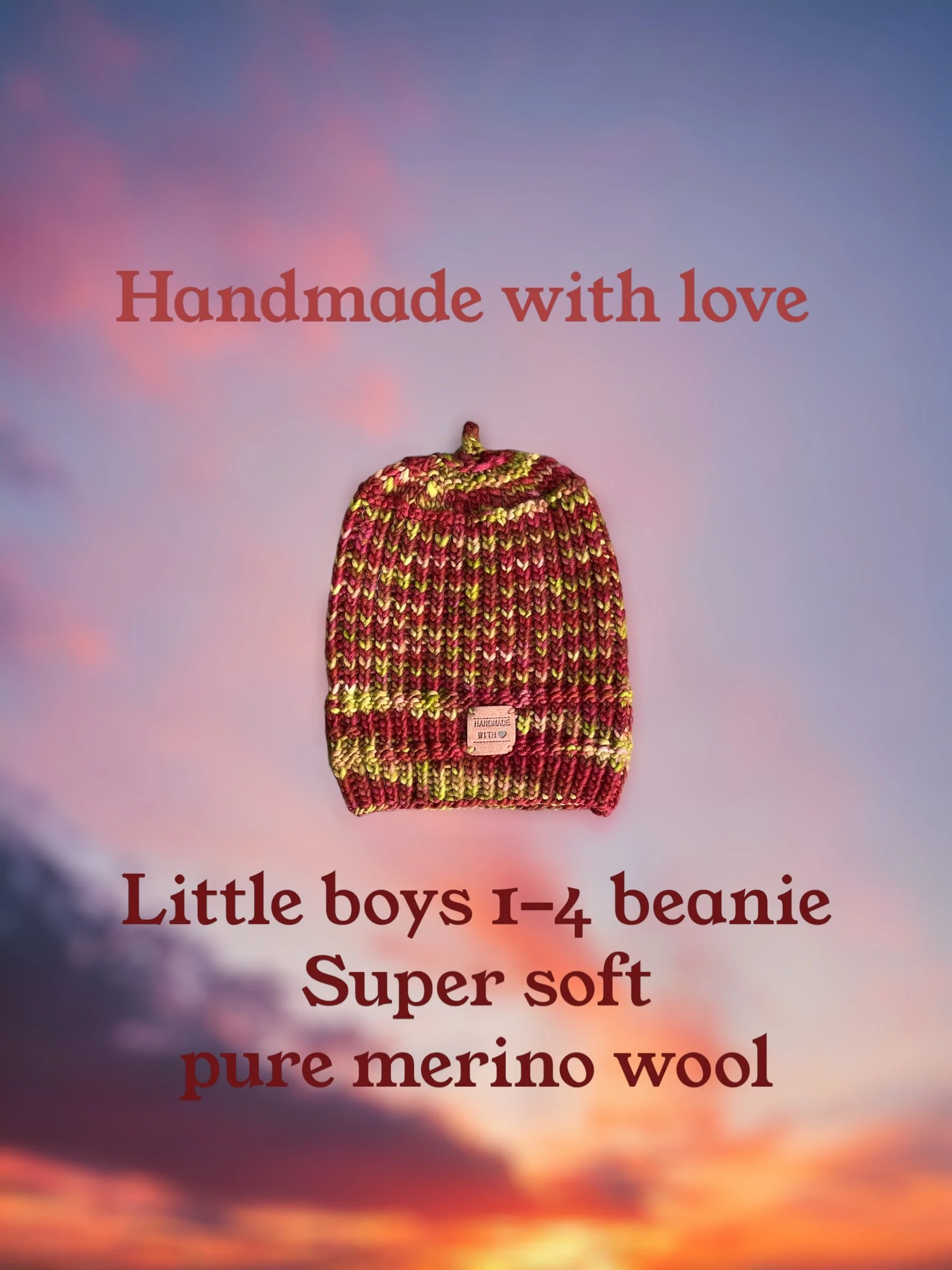 Little boys beanie; hand knit; handmade in USA; toddler size 1-4); pure merino wool, non-itch