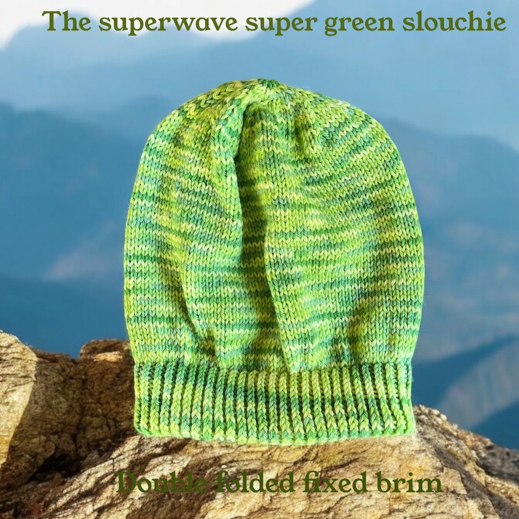 Hand knit 100% wool slouch hat, made in USA, Unisex, One size