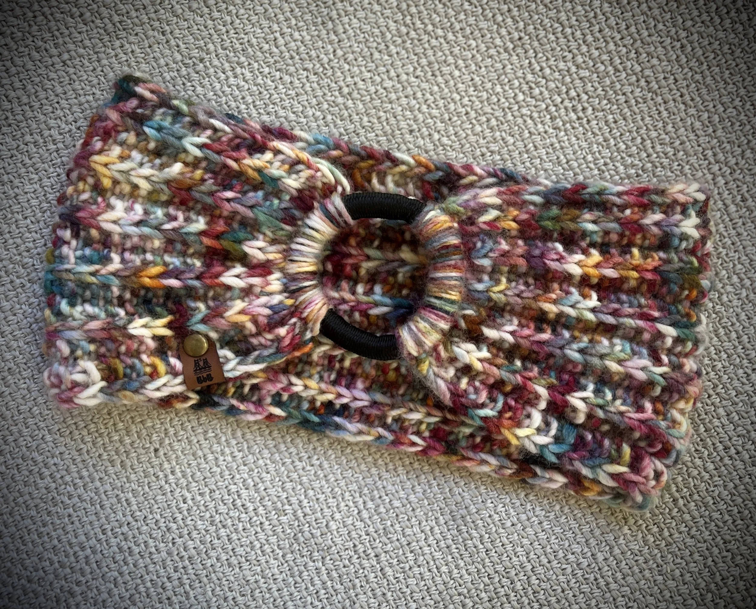 Ears Warmer: Merino Wool Headband — Hand‑Knit in Northern California, Happy coloring (white to blue 'n maroon...), One size