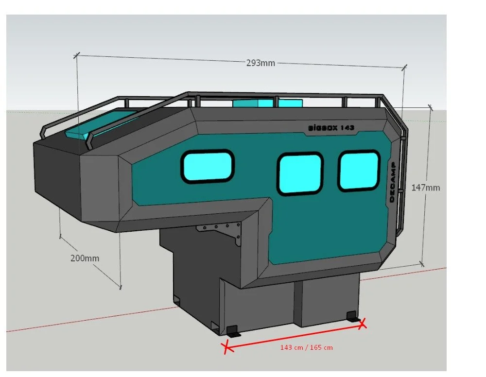 Decamp Bigbox Measurements, Trailchasers, truck camper, slide-in camper, overland camper, off-road camper, pickup camper shell, Demountable Camper. The Decamp Bigbox turns your pickup into a high-performance overland machine. Discover the full range 