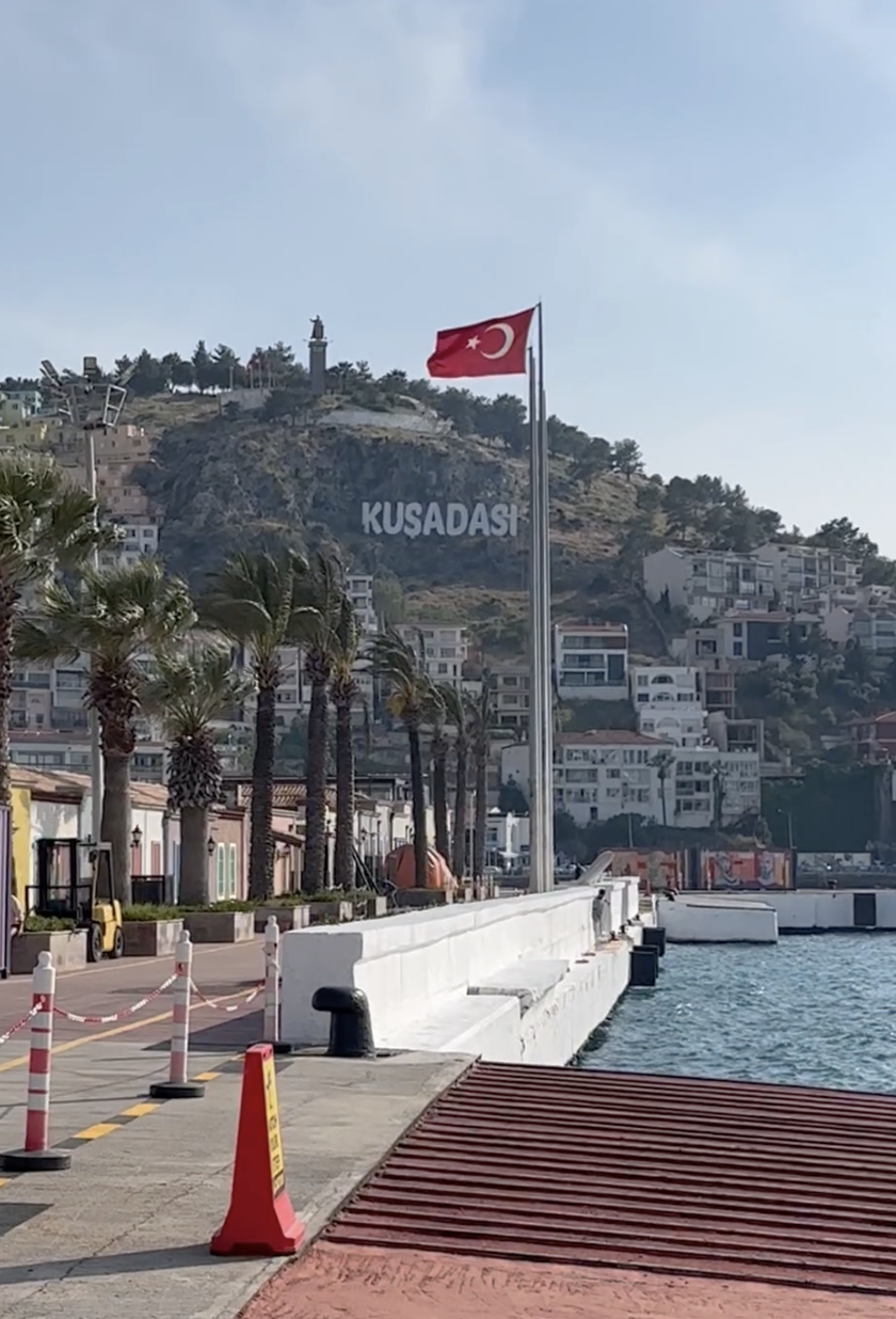 Kusadasi Sign with Turkey Flag