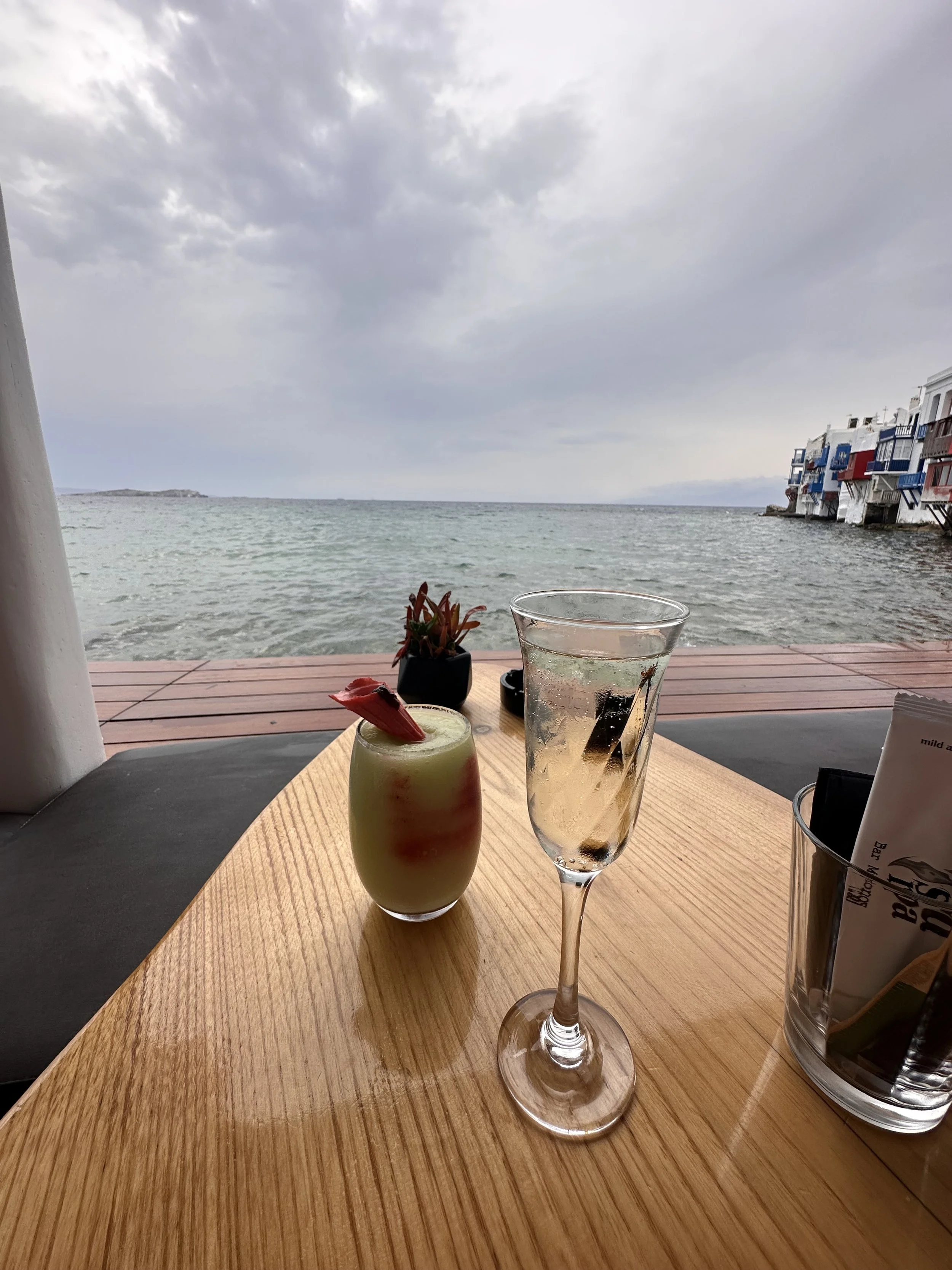 Drinks and Ocean View from Veranda
