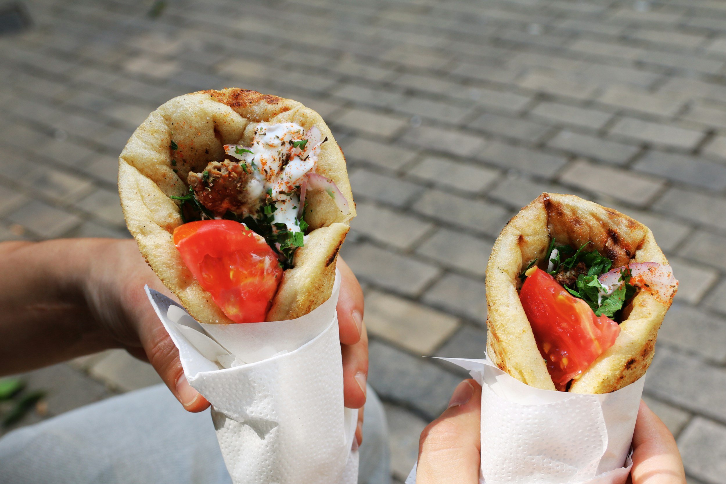 Gyros with Meat, Tomato and Tzatziki