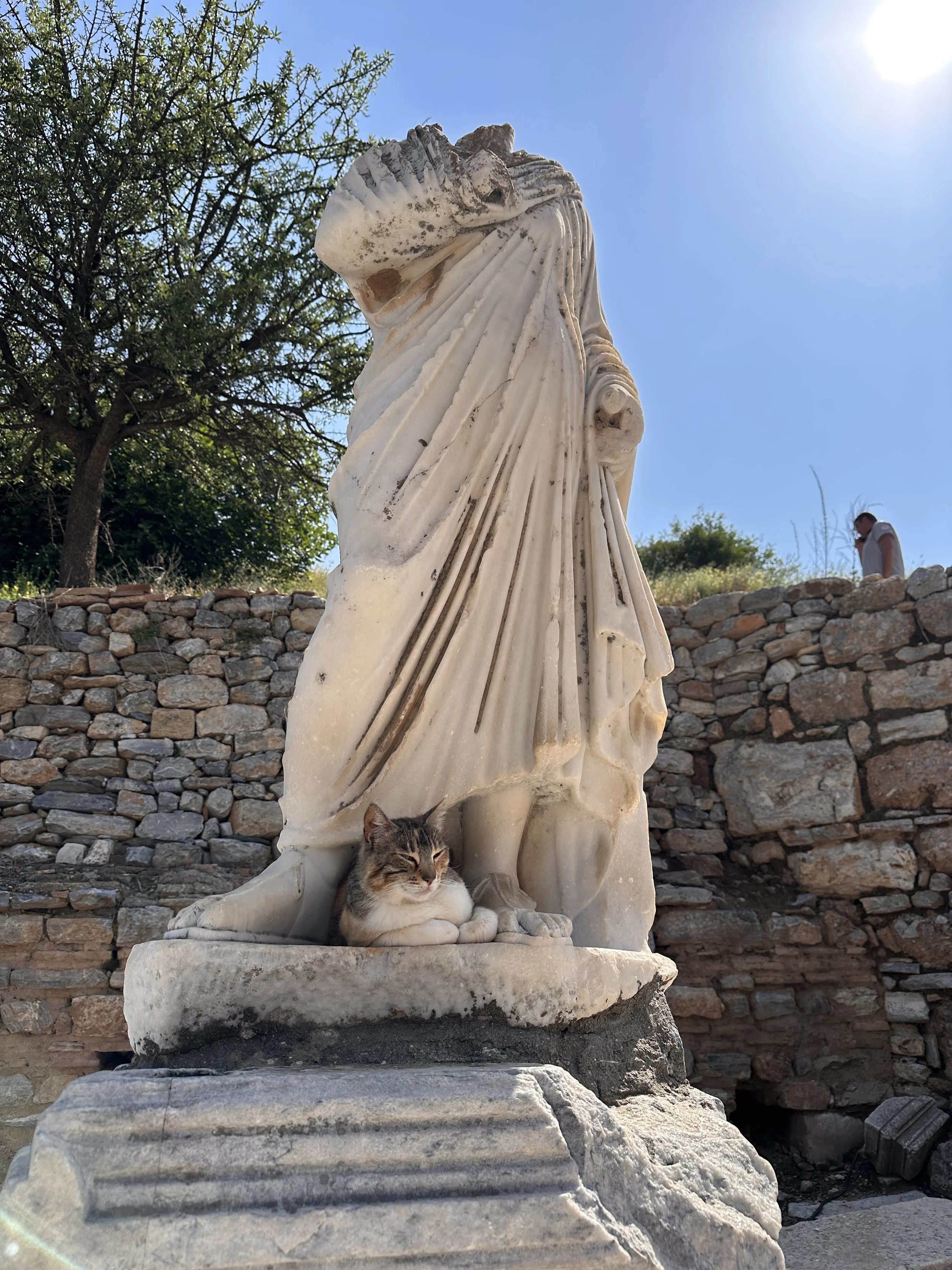 Headless Statue in Ephsesus with Cat