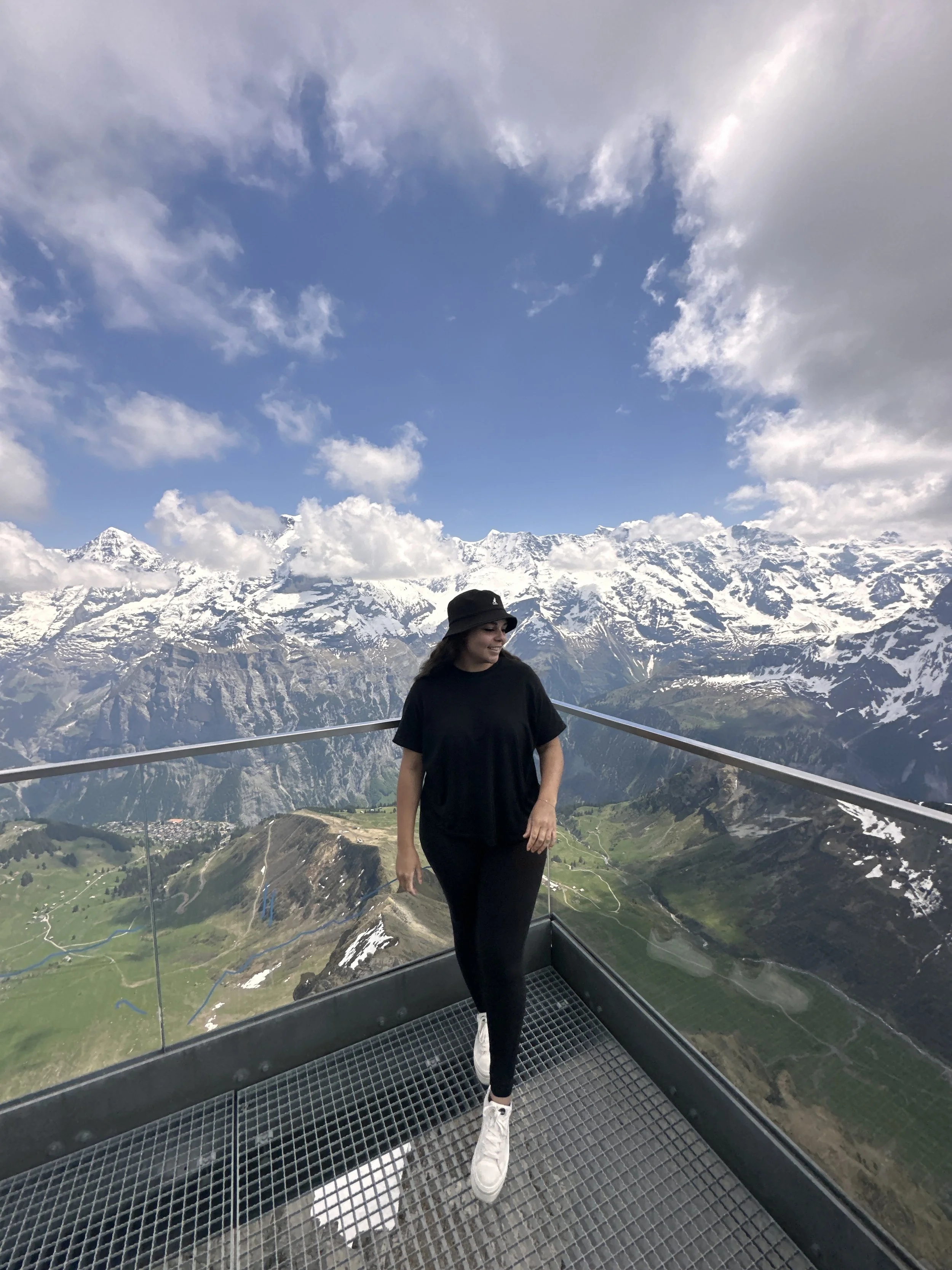 Woman at Schilthorn and the Birg Thrill Walk