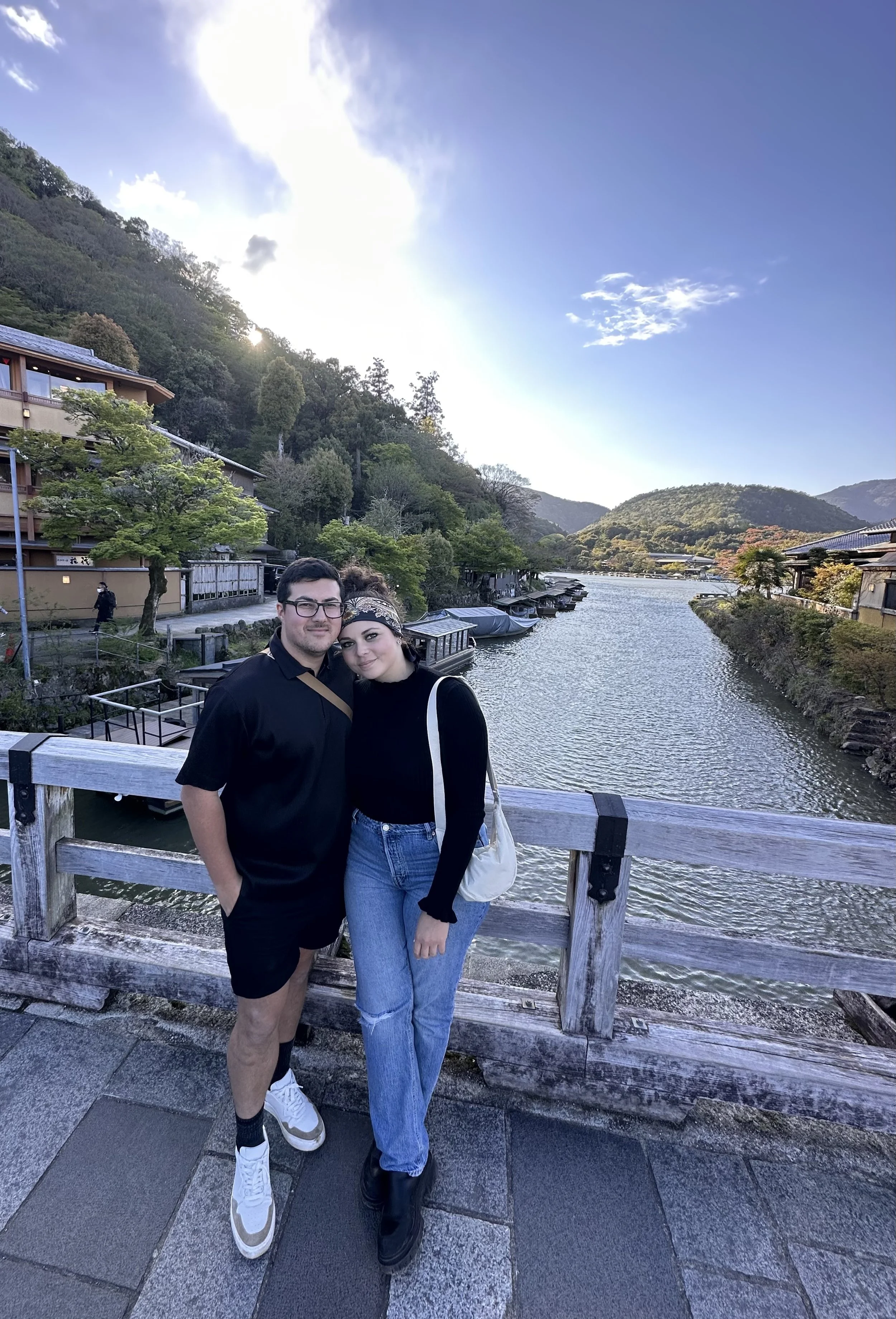 Shauny and Mateja in Arashiyama with river in background