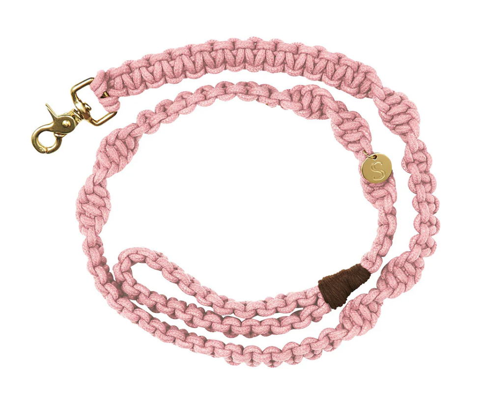 Sebastian Says Macramé Dog Lead - Soft Pink