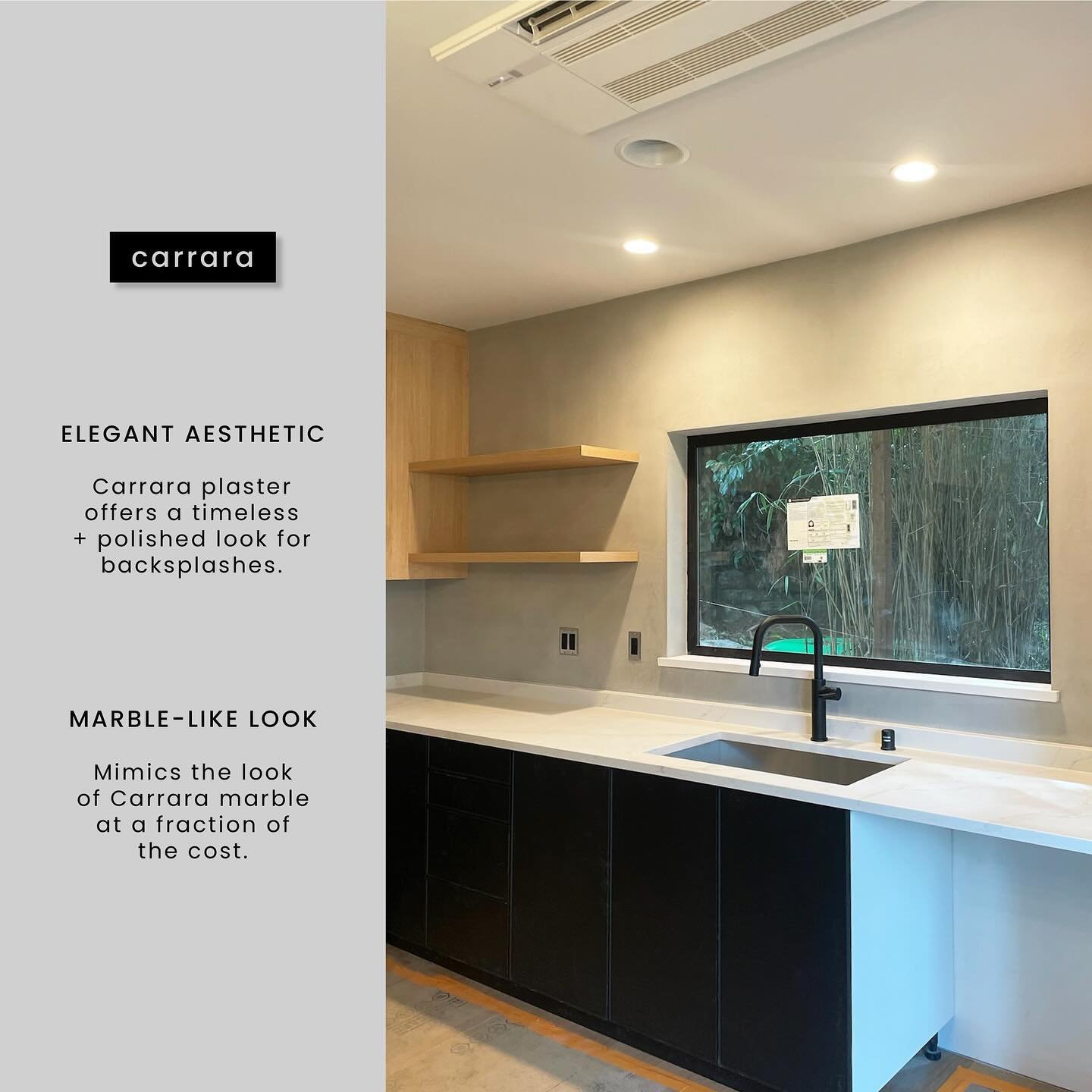 Transforming kitchens into a marble masterpiece with Carrara plaster&hellip; who needs real marble when you can have this stunning, environmentally friendly alternative?