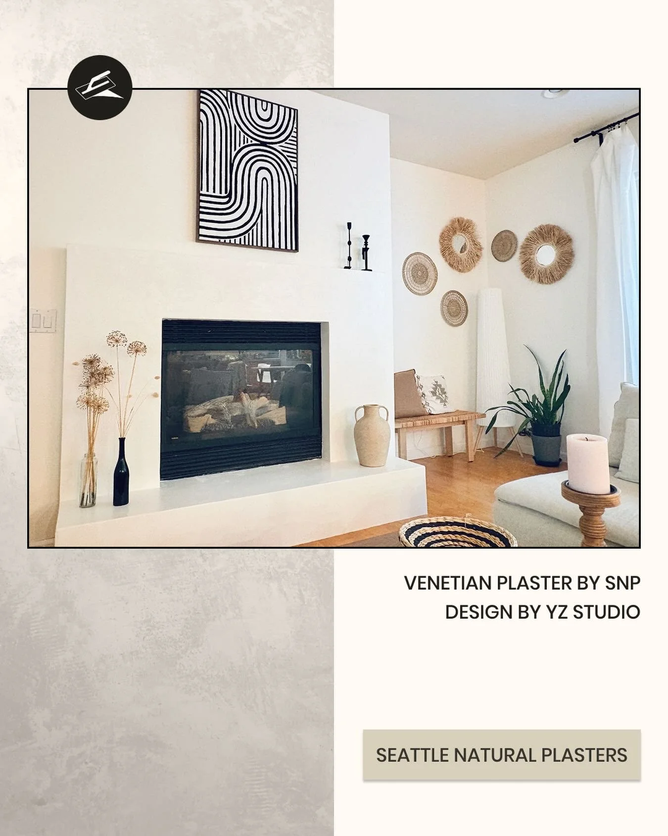 We had the pleasure of teaming up with a talented client who brought her own fireplace design to life&mdash;every detail thoughtfully imagined and beautifully executed. We finished it in Venetian plaster, adding depth, movement, and a soft, elevated 