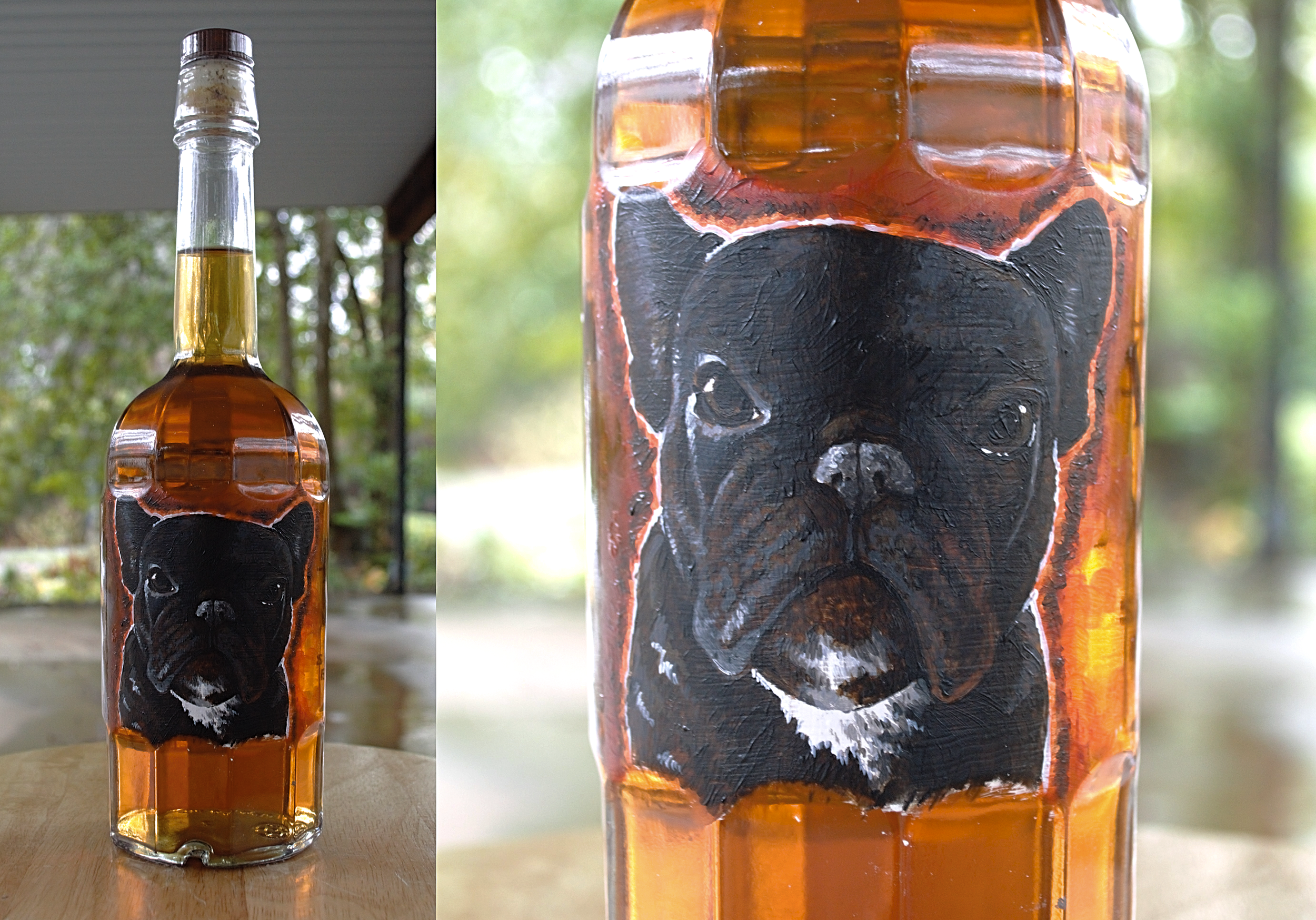 Acrylic on a bottle of Sazerac Rye