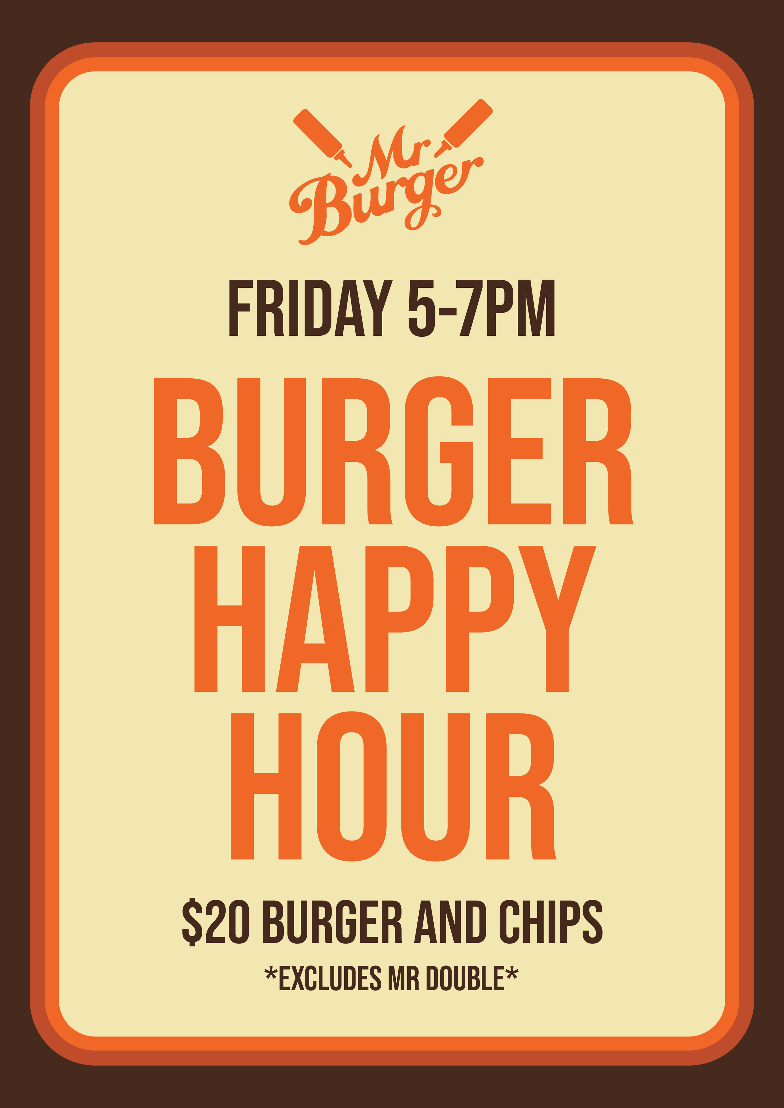 Friday Burger Happy Hour 5-7pm