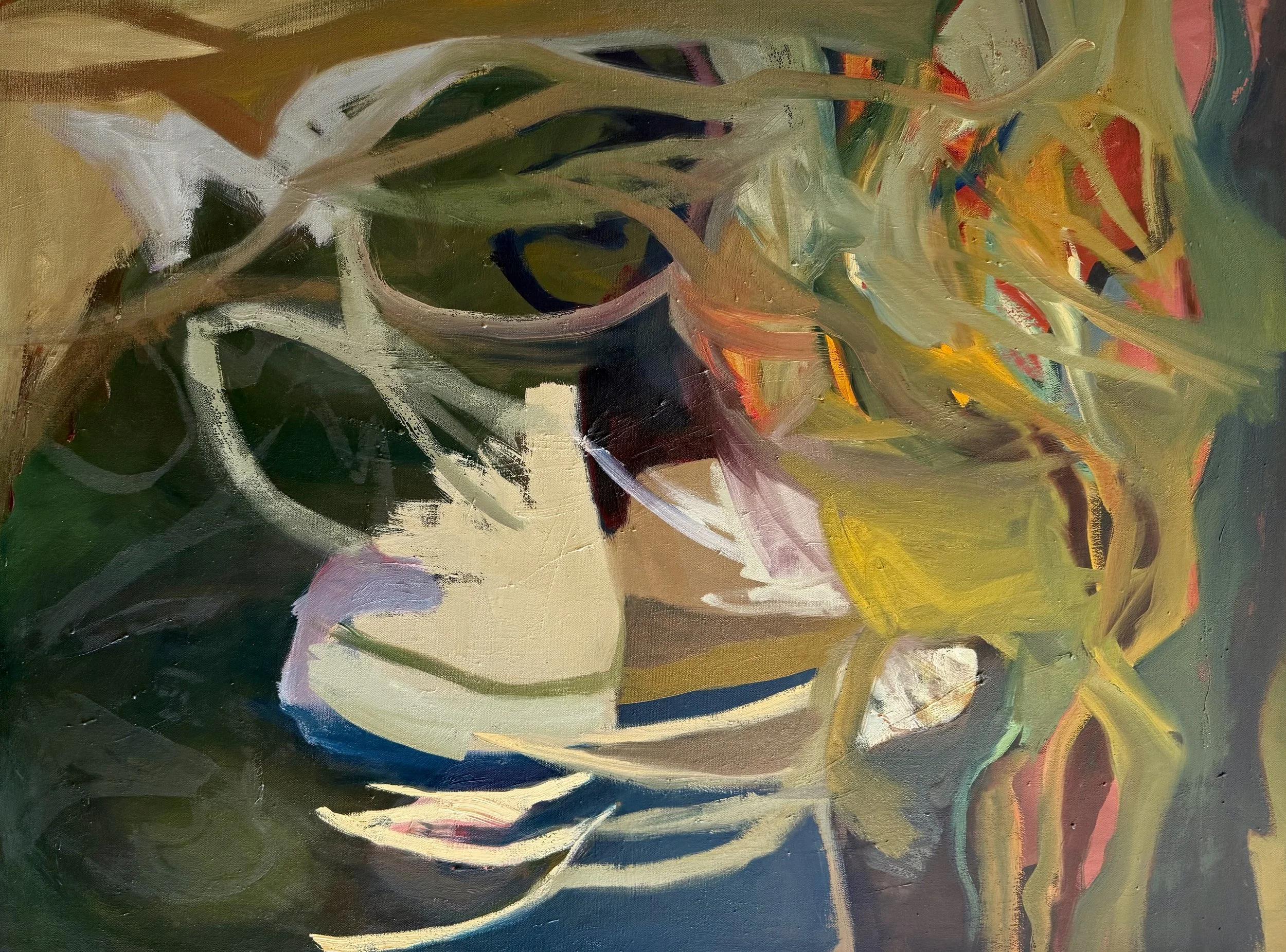 A BEAUTIFUL DAY, 2025, oil on recycled canvas, 30 x 40 inches