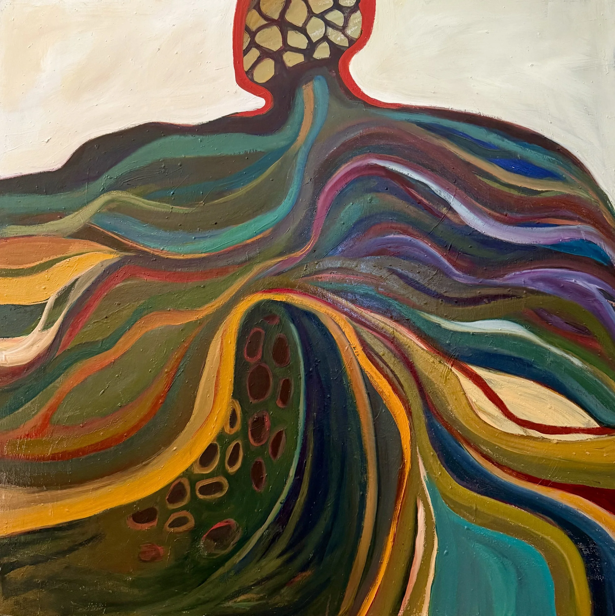 I continually re-invent myself...., 2025, oil on canvas, 40 x 40 inches