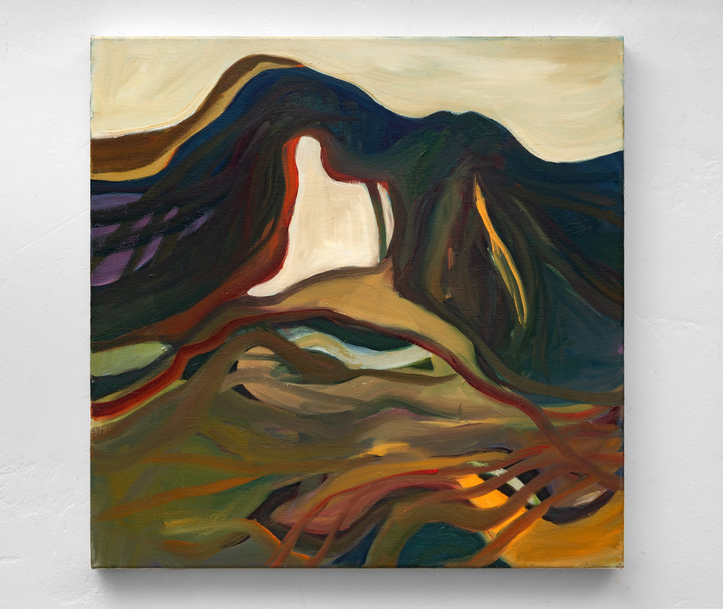 INTO THE MOUNTAINS/THROUGH THE WOODS, 2025, oil on canvas, 24 x 24 inches