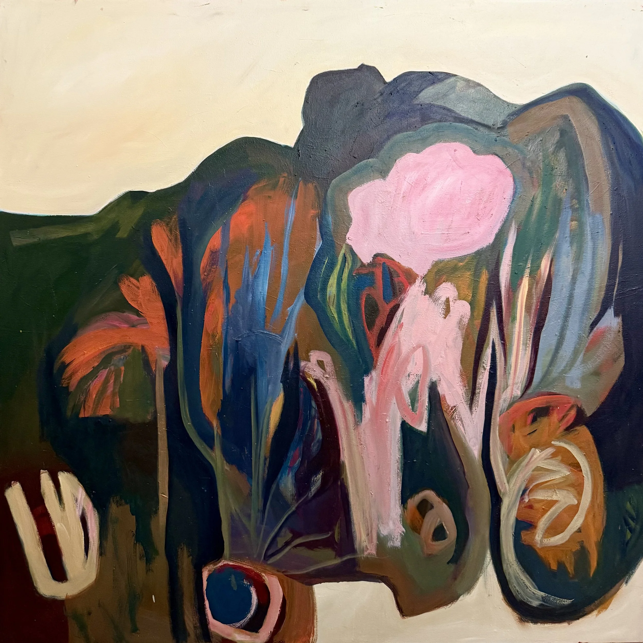 SOMETIMES THE EARTH SHAKES BENEATH US., 2025, oil on canvas, 48 x 48 inches