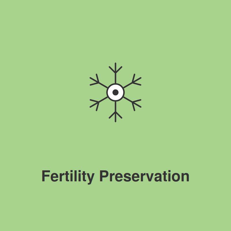 A graphic of a snowflake with an eye in the center, representing fertility preservation.