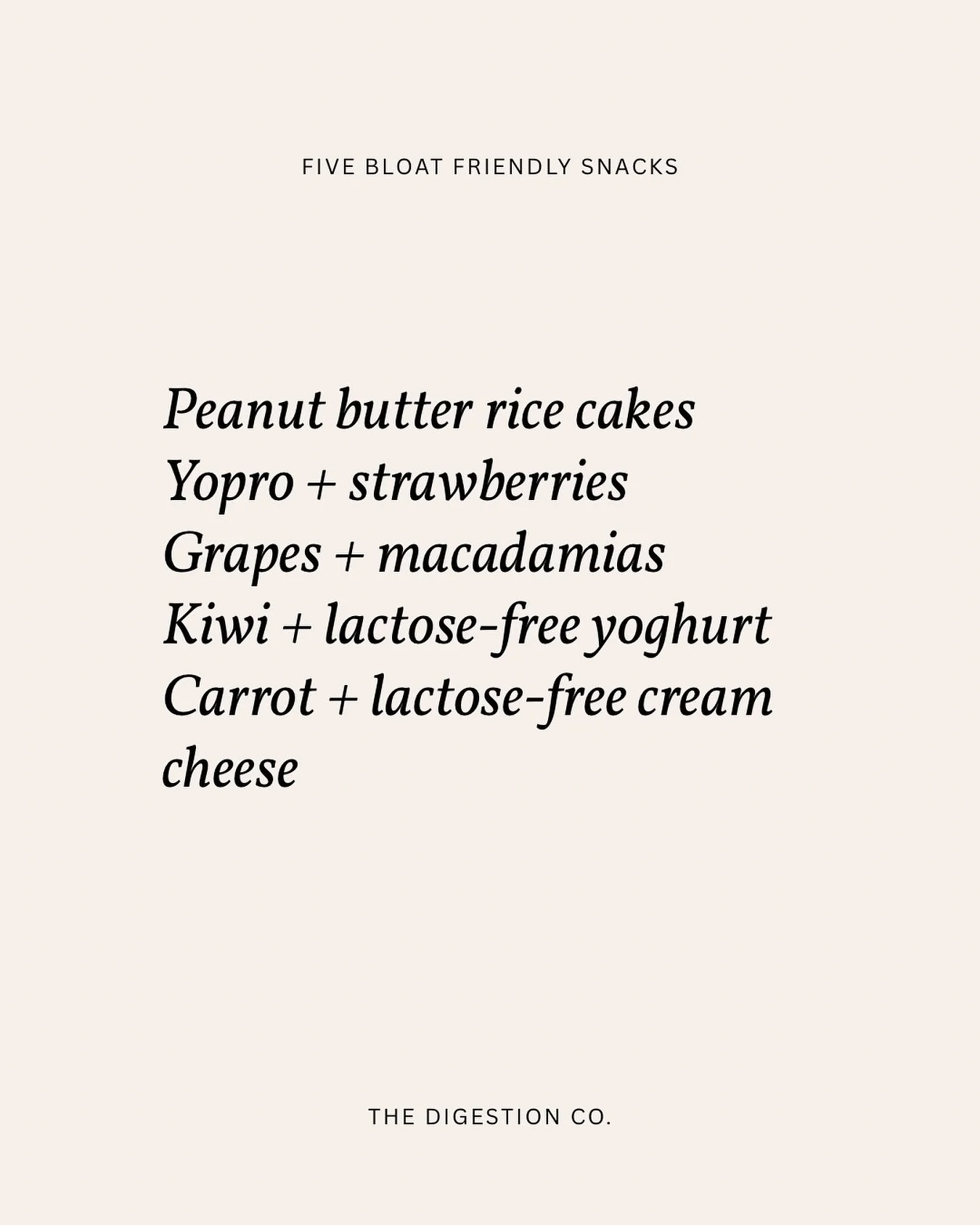 We&rsquo;ve got your next snack run sussed

And ya gut is gonna love us for it

Turn to any of these for a FODMAP friendly + bloat free nibble

Save and send to an IBS queen you know

#bloatfreesnack #lowfodmapsnacks #irritablebowelsyndrome #ibs #low