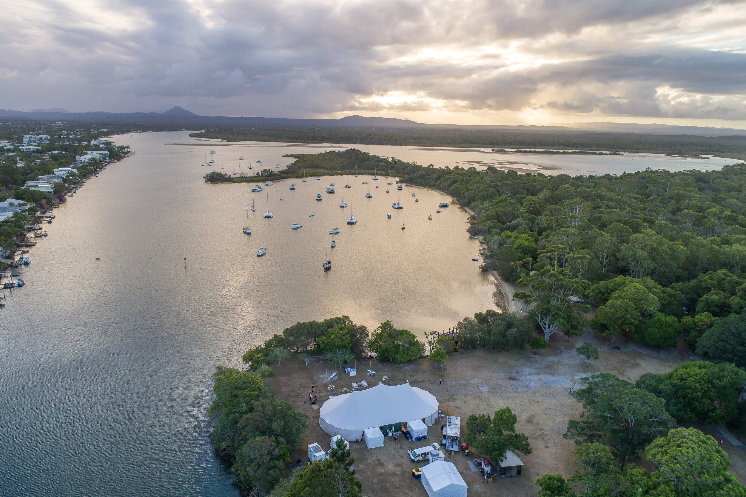 Aerial Corporate Gala Noosa River Sunset