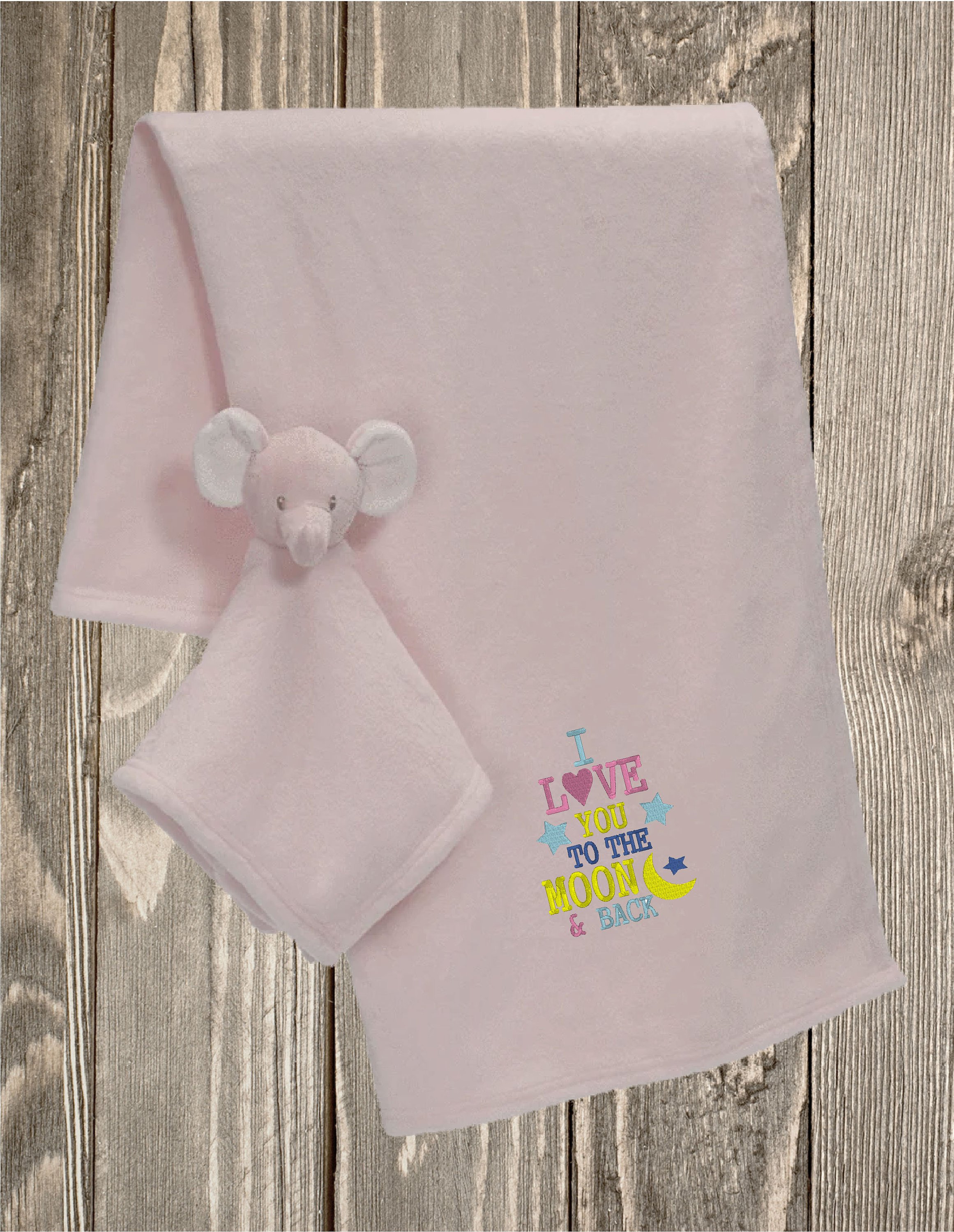 Pink Baby Blanket with Elephant Plushie