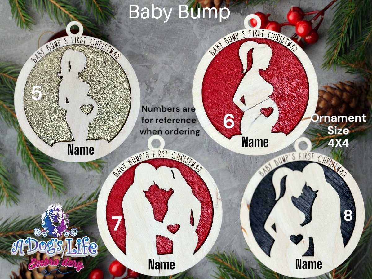 Baby Bump Wooden Christmas Ornament