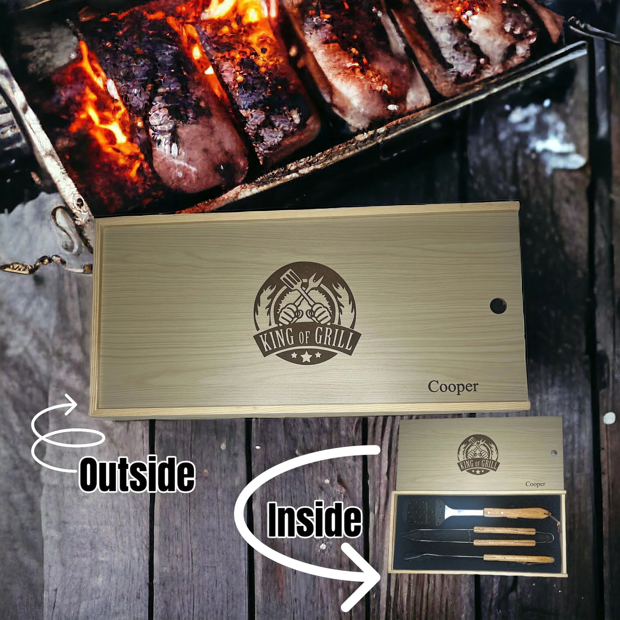 Custom BBQ Tool Set | Custom Engraved Grilling Utensil Kit
