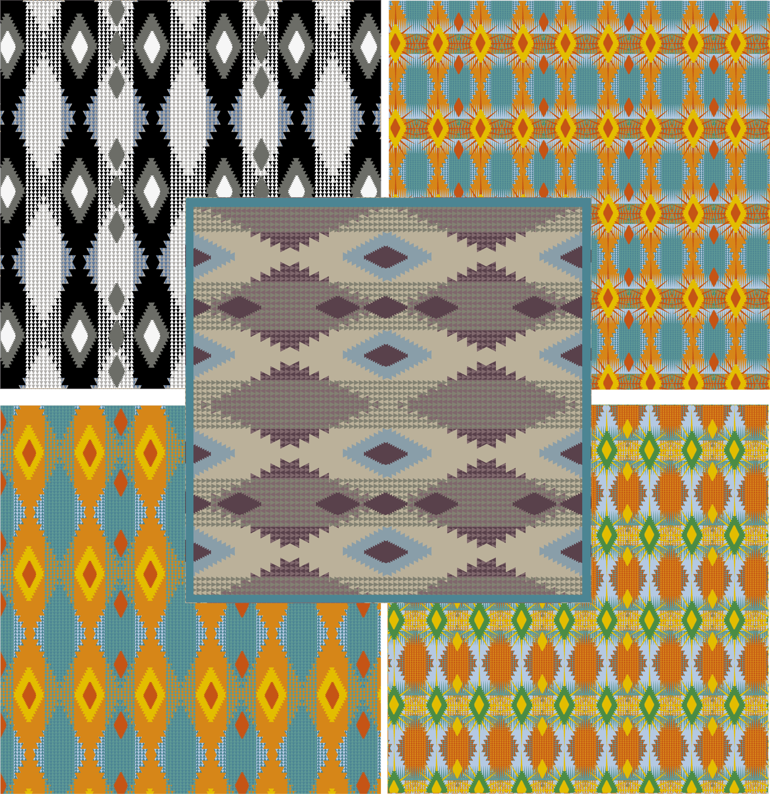 Inspired by Pendelton blankets, trading blankets, South American style