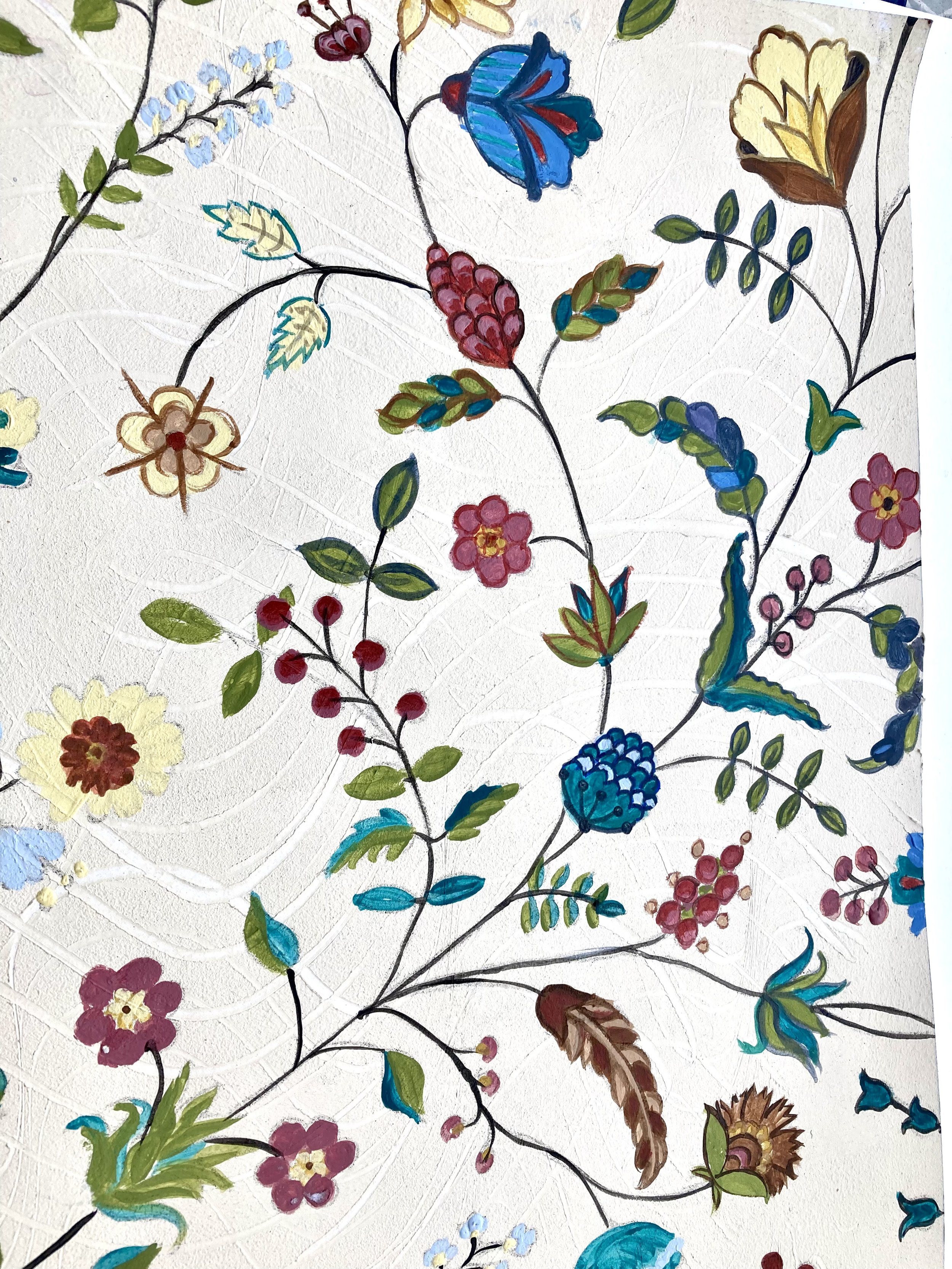Hand painted Indian Floral detail