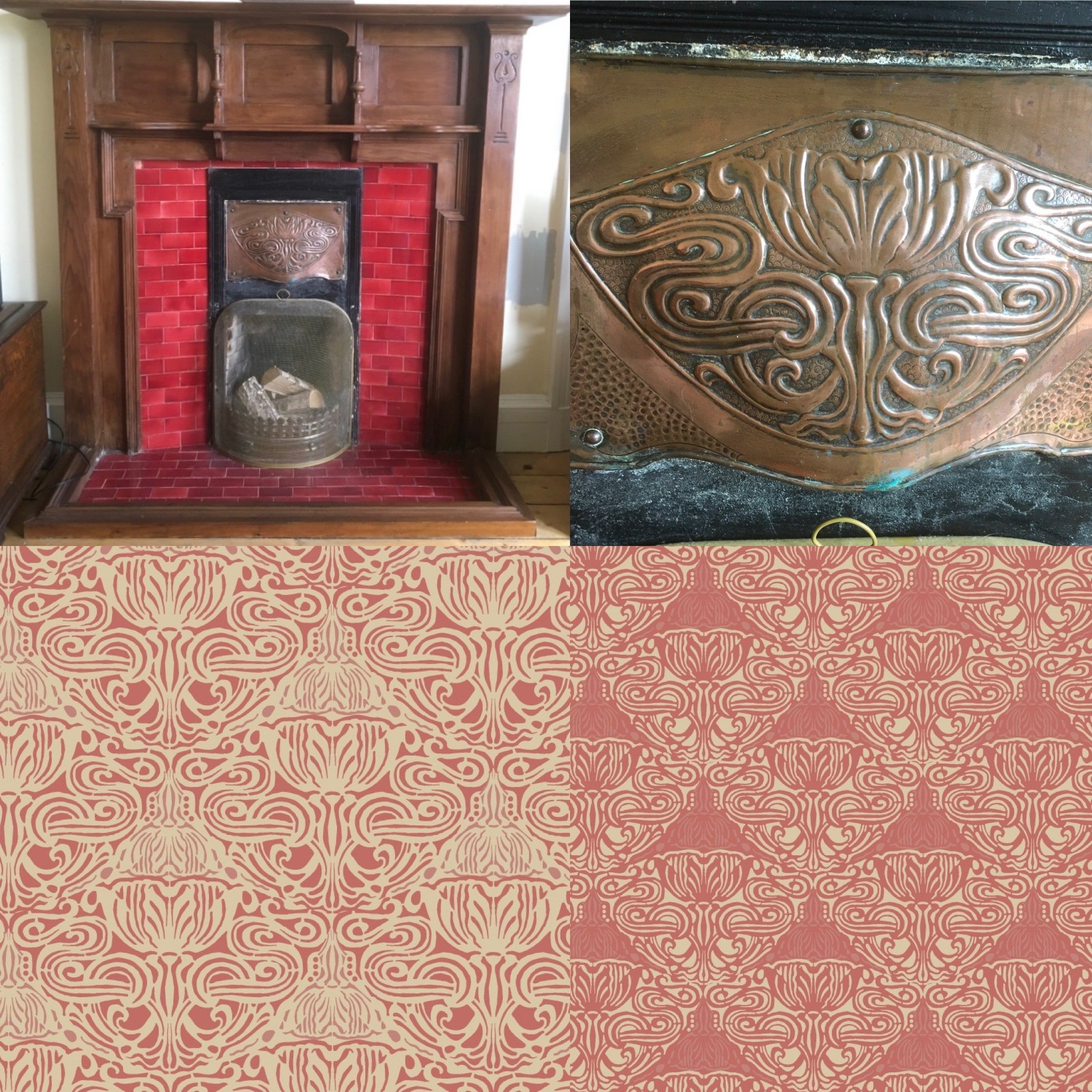 art nouveau style fireplace hood as inspiration for design