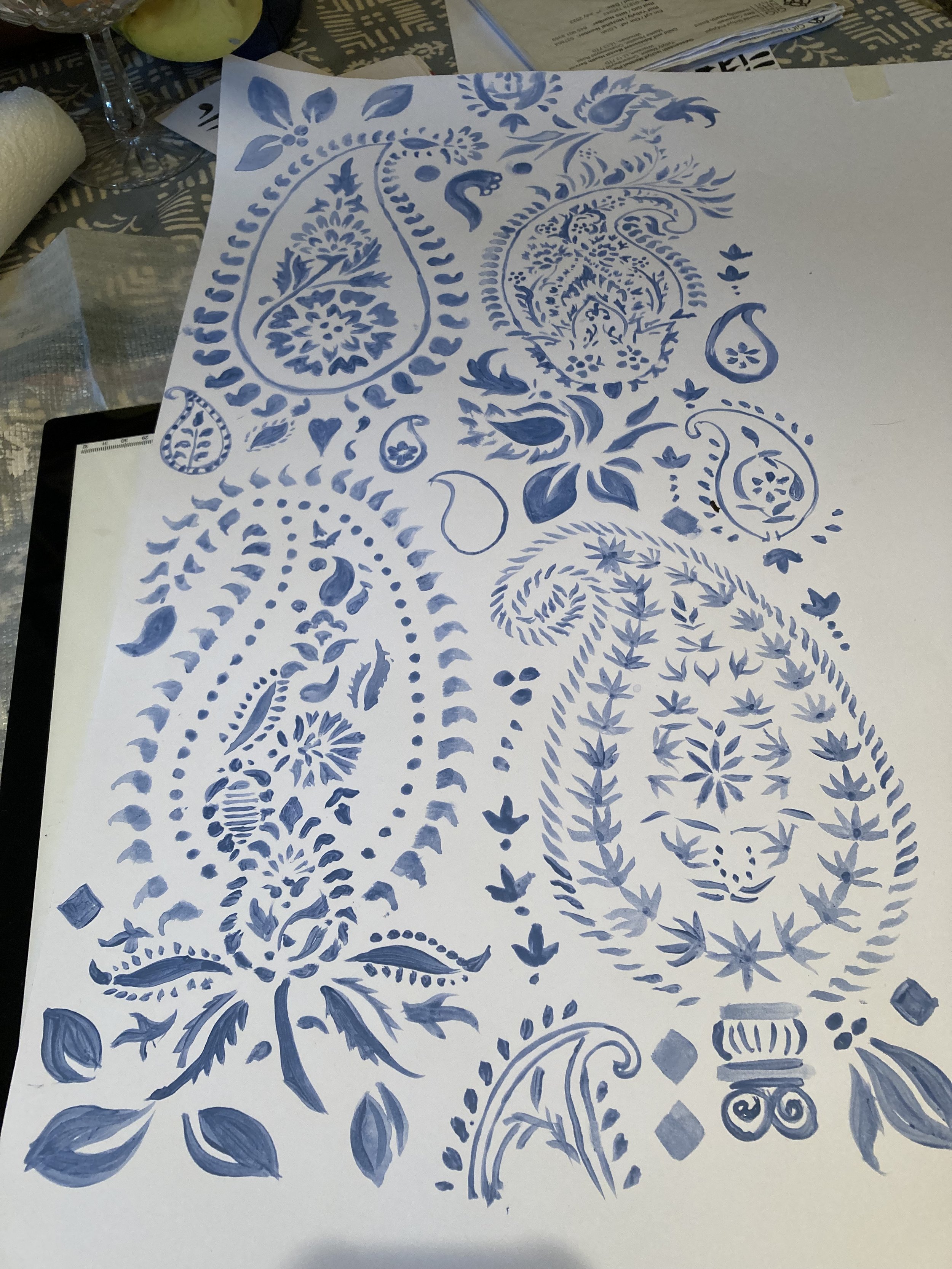 Watercolour paisley pattern repeat