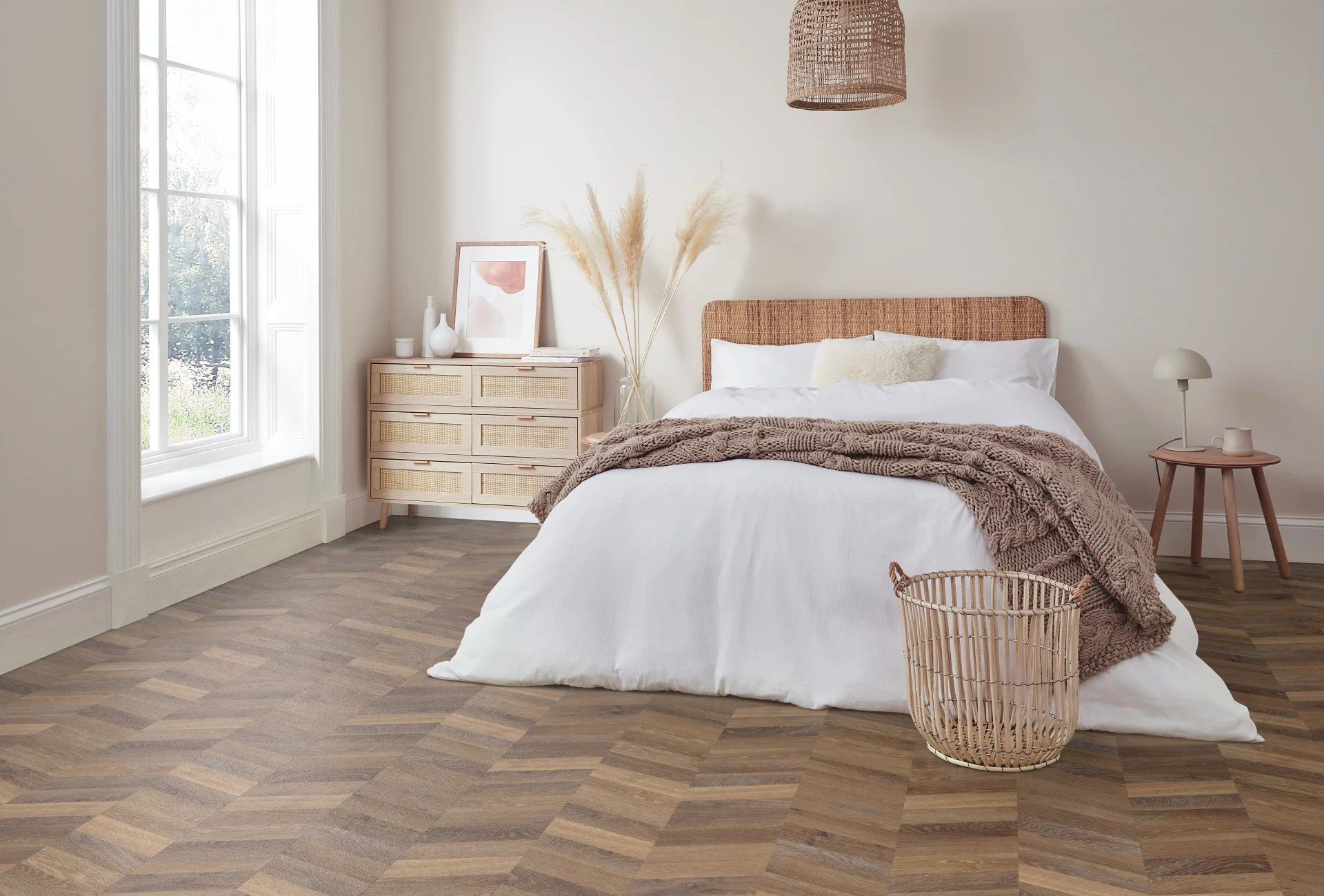diagonal laid wooden flooring