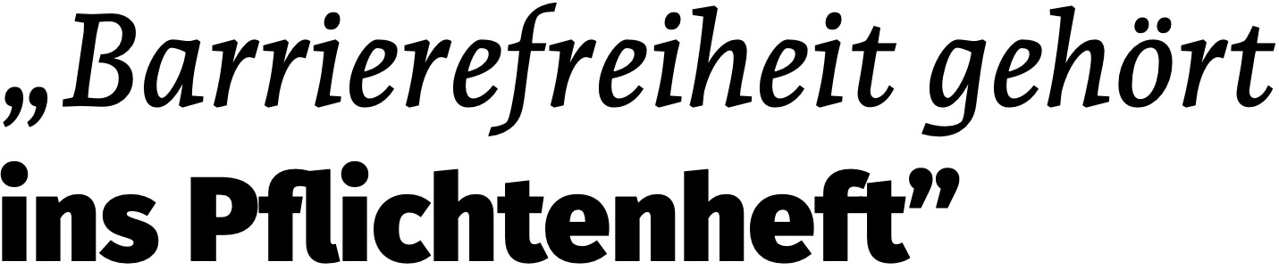 Überschrift Presseartikel: „Barrierefreiheit gehört ins Pflichtenheft“