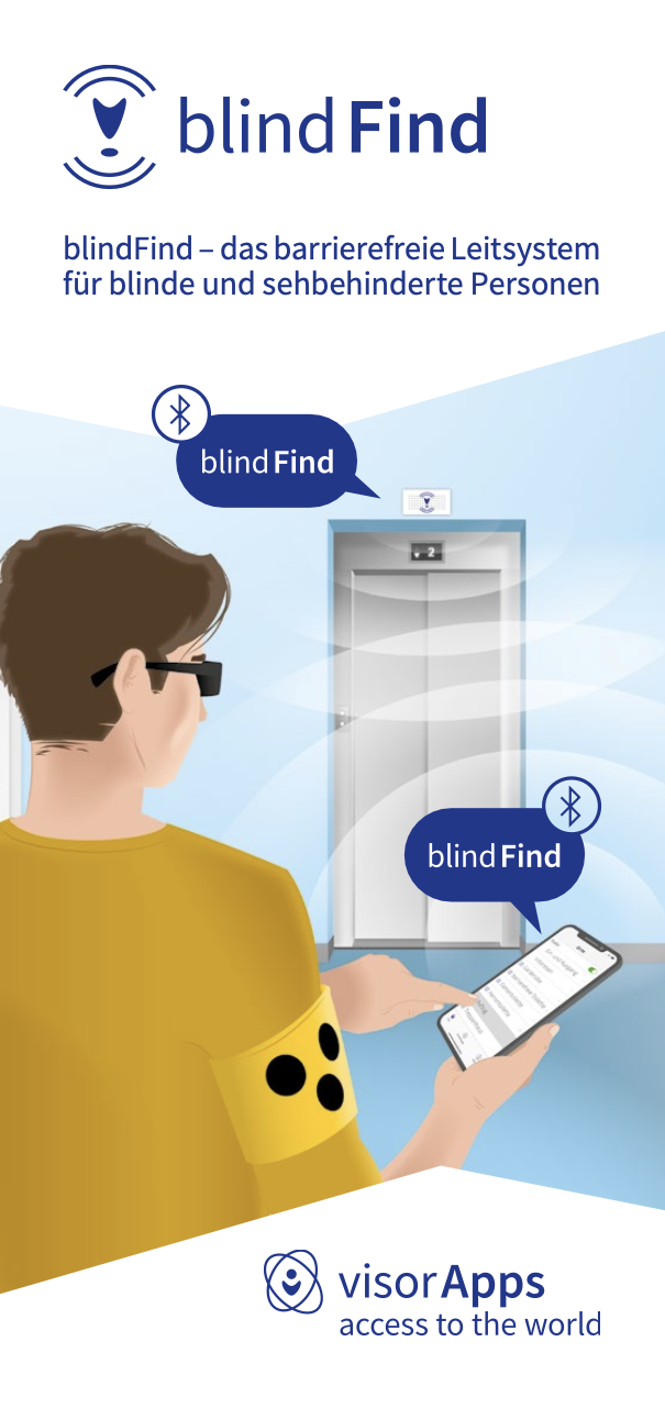 Grafische Abbildung der ersten Seite der Informationsbroschüre zu blindFind