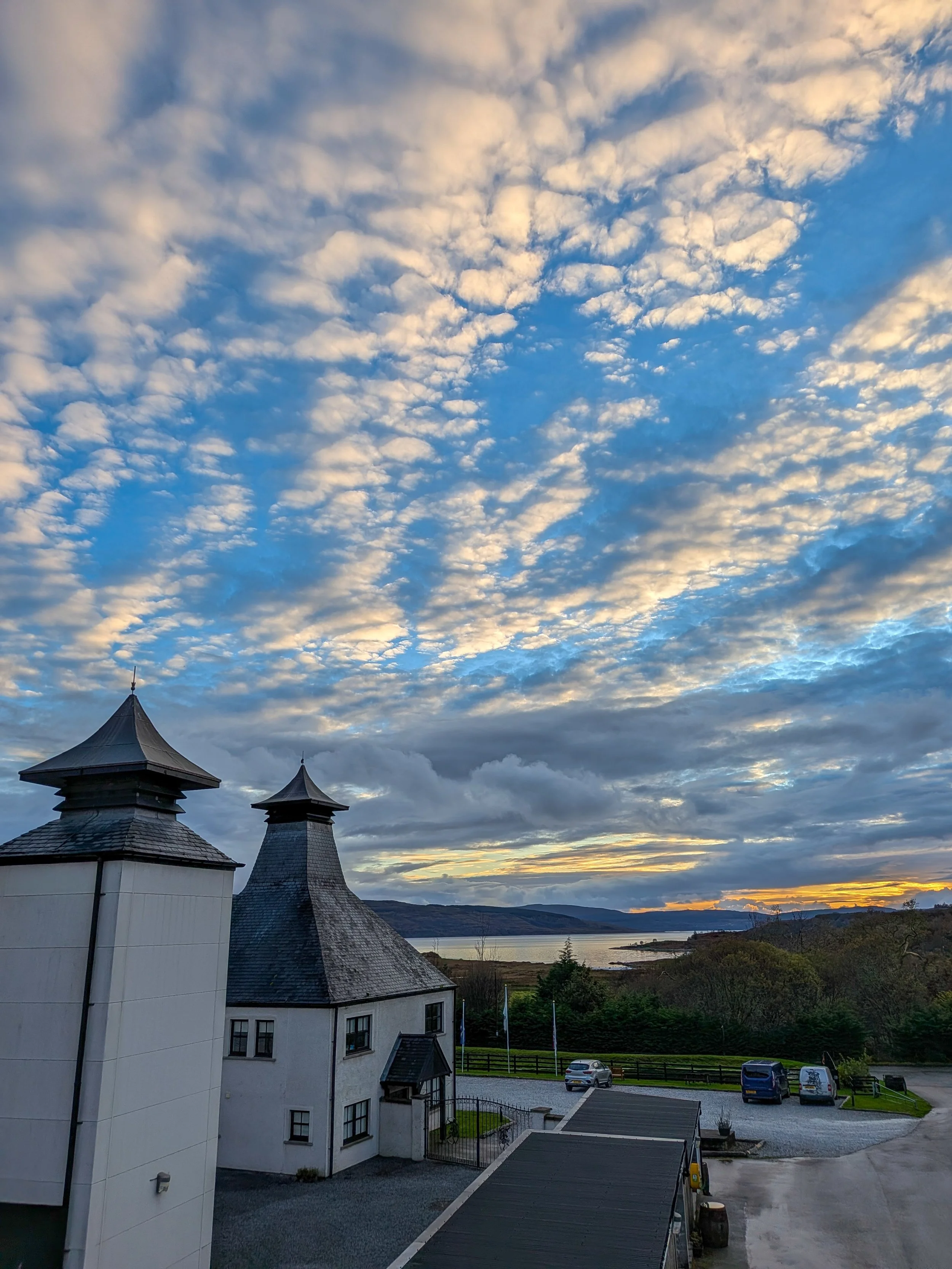 Sunset over pagoda roofs of Ardnamurchan