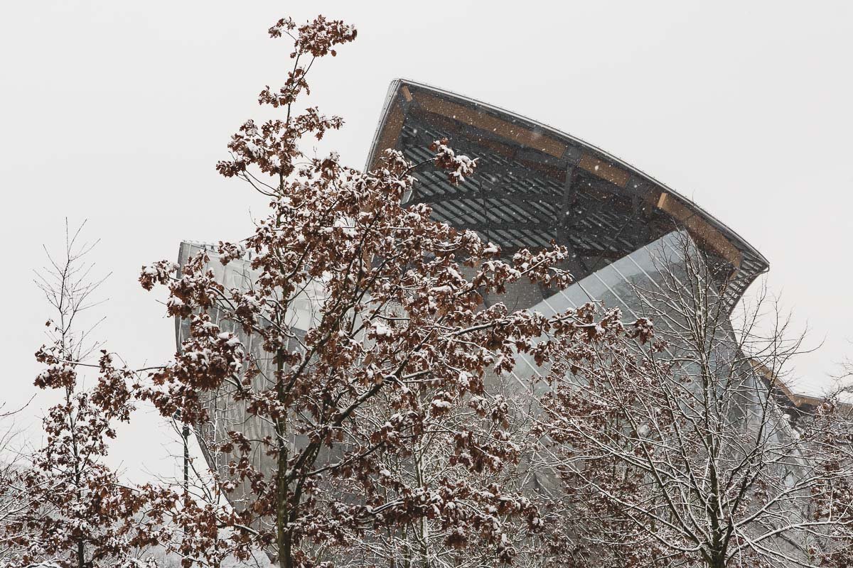 Fondation Louis Vuitton sous la neige