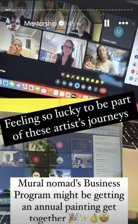 Screen shot from a group artist zoom call