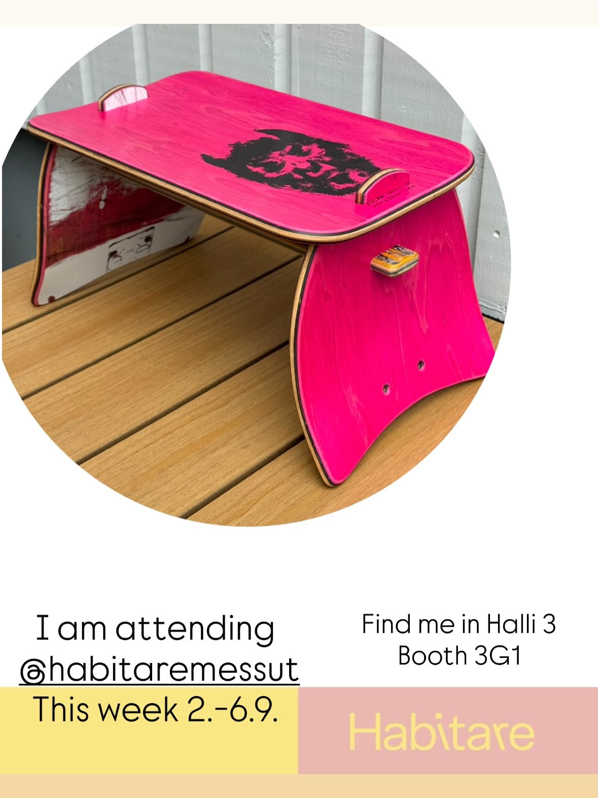 Find me and my creations this week @habitaremessut  in Helsinki Messukeskus 2.-6.9.

Hall 3 Booth 3G1

Additionally I will be having an interview about sustainability and my work on Saturday at 14.00 in Hall 3 main stage.