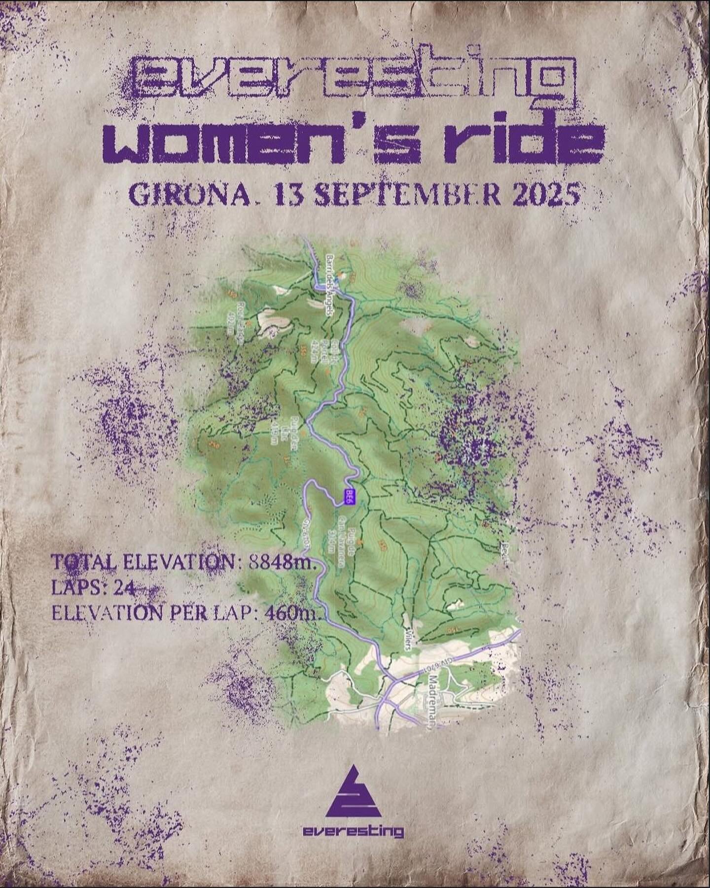 Join @milliegibbons and @maialenz on the 13th of September for a WOMEN&rsquo;S EVERESTING challenge!

Your mission: accumulate 8,848m of elevation in 24 hours.

📍 Where: The back side of Els Angels
🕛 When: Saturday, 13 September, starting at 12:00
