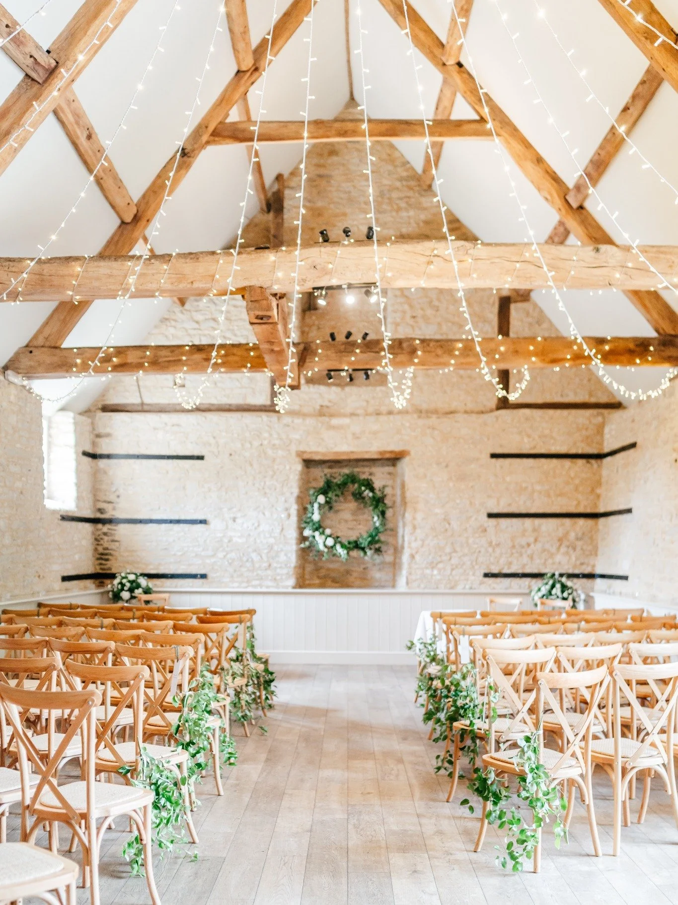 Your ceremony in the Upper Barn 🤍

Stone walls, exposed beams, and soft light overhead create a setting that feels both historic and beautifully understated.

Seating up to 132 guests, the space feels intimate without ever feeling crowded, with plen