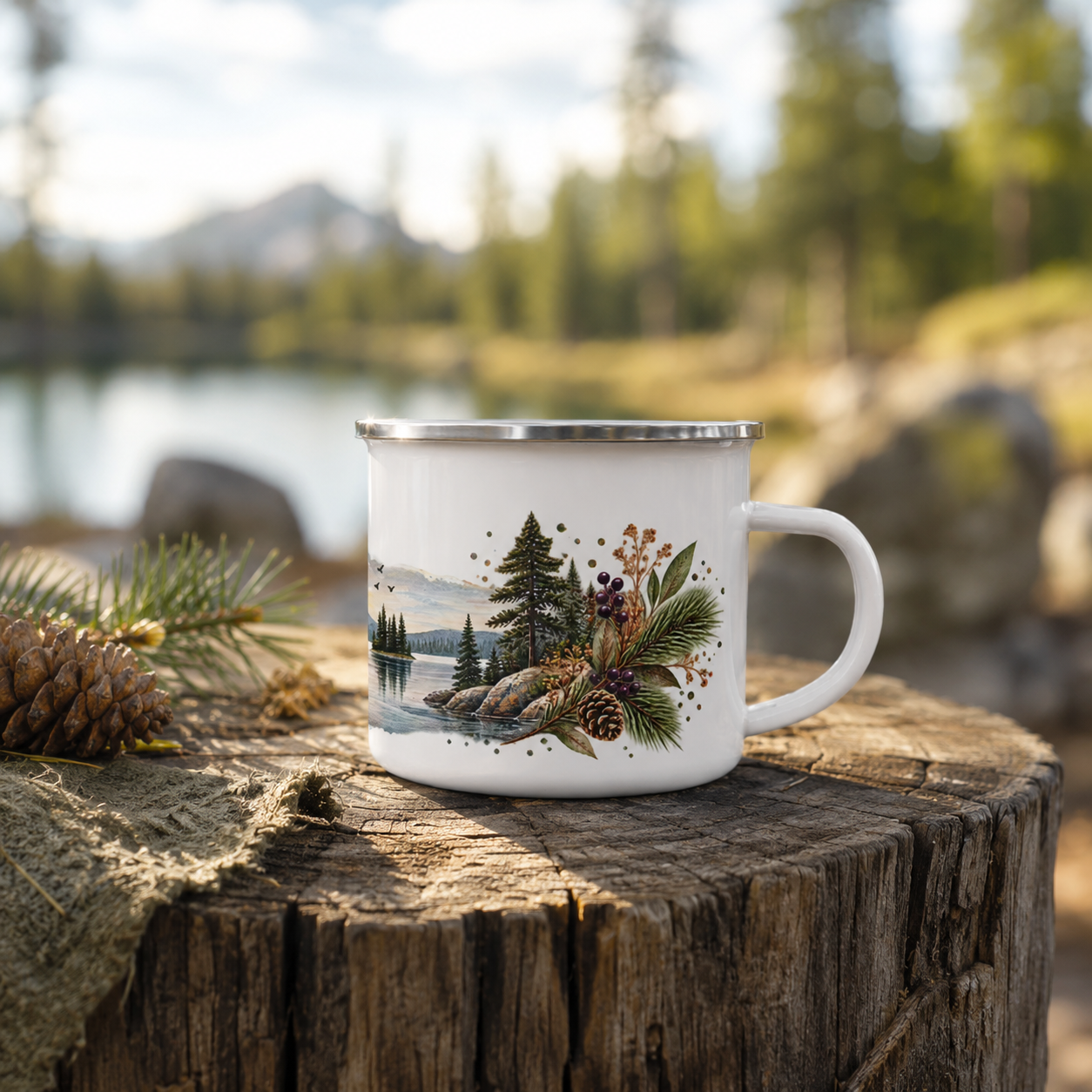 Stillwater Pines Enamel Camp Mug