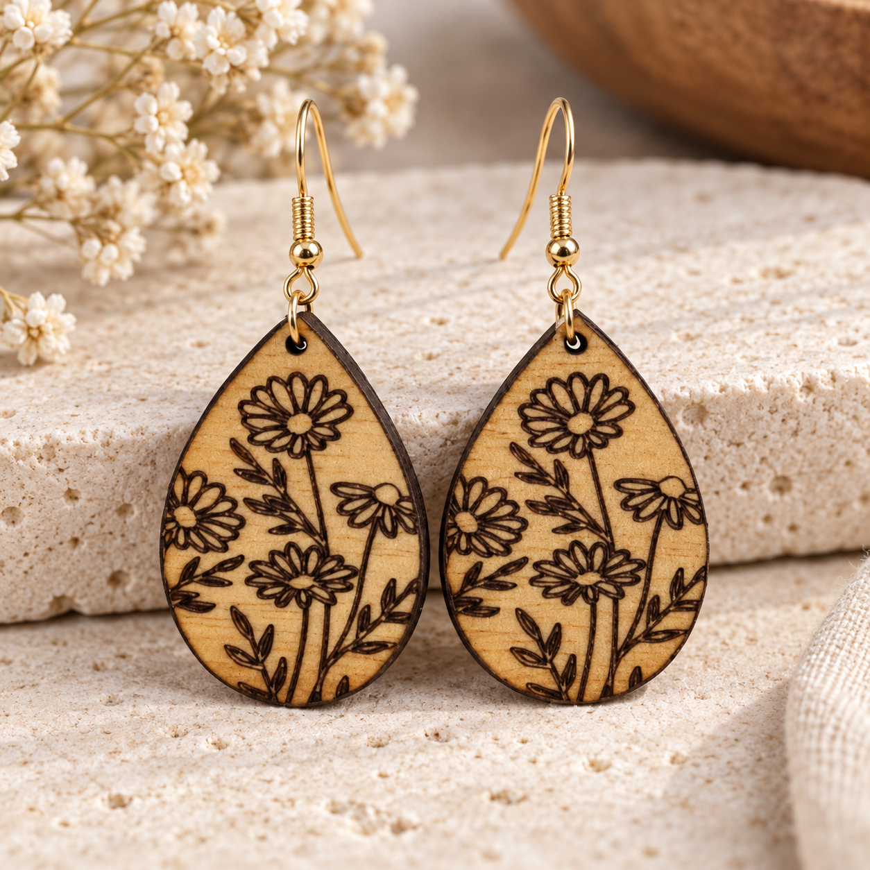 Wildflower Wood Earrings