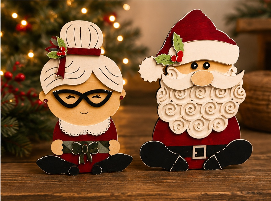 Santa and Mrs. Claus Shelf Sitters Set